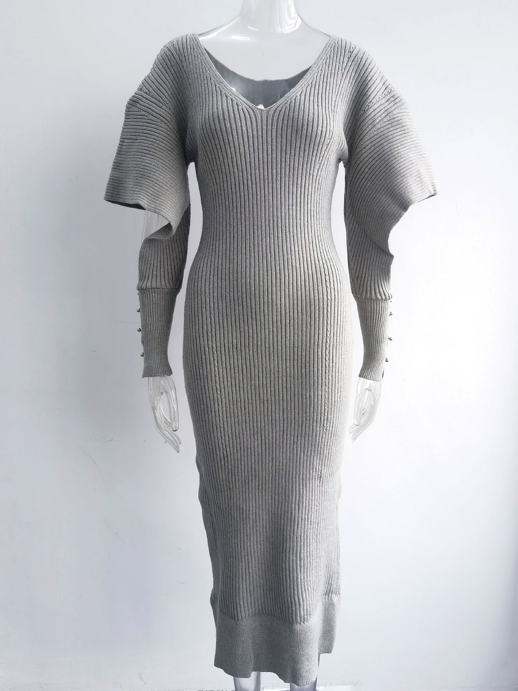 Autumn And Winter Urban Wind Casual Dolman Sleeve Wool Dress - enhanced image 9