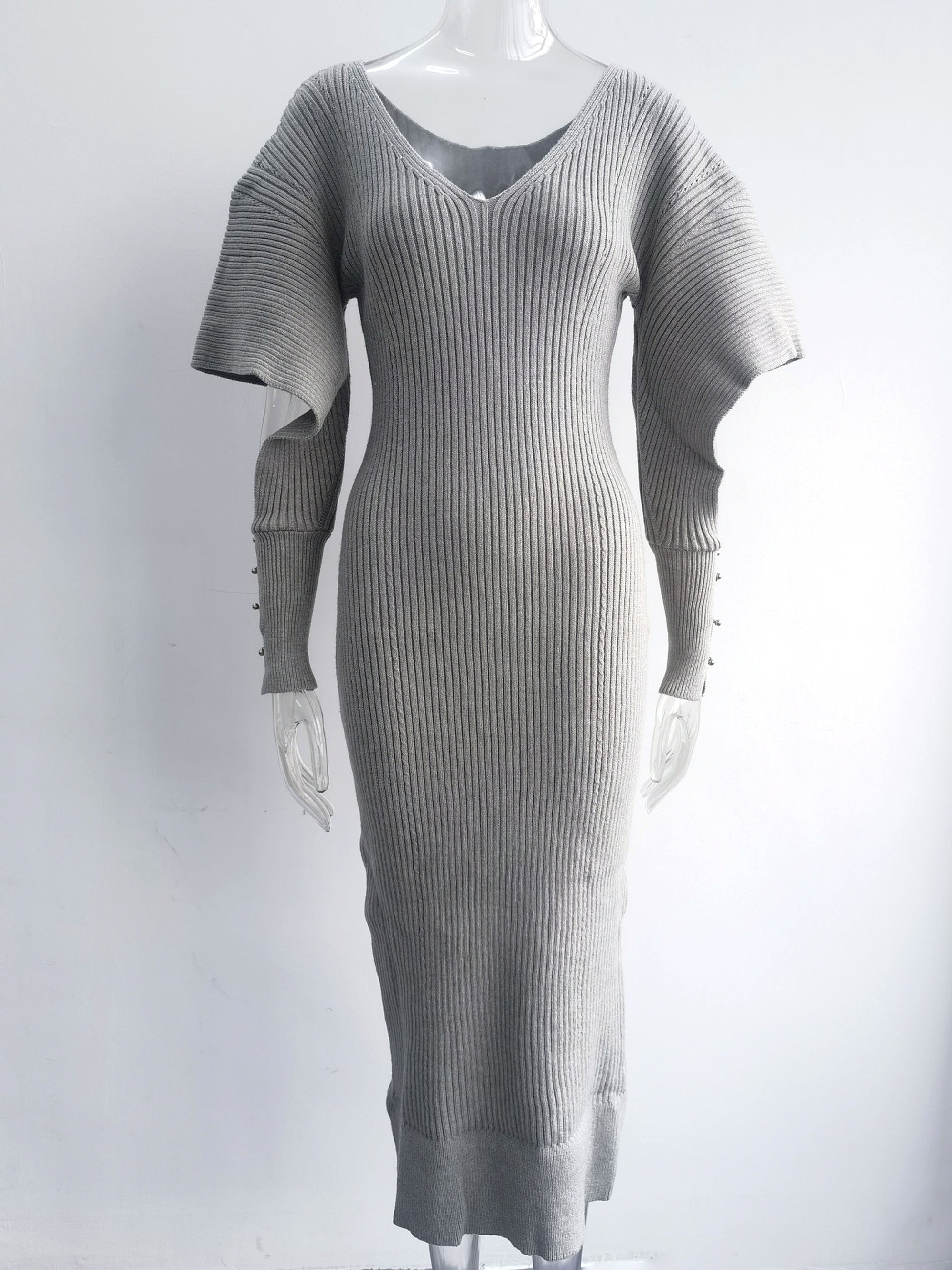 Autumn And Winter Urban Wind Casual Dolman Sleeve Wool Dress - enhanced image 9