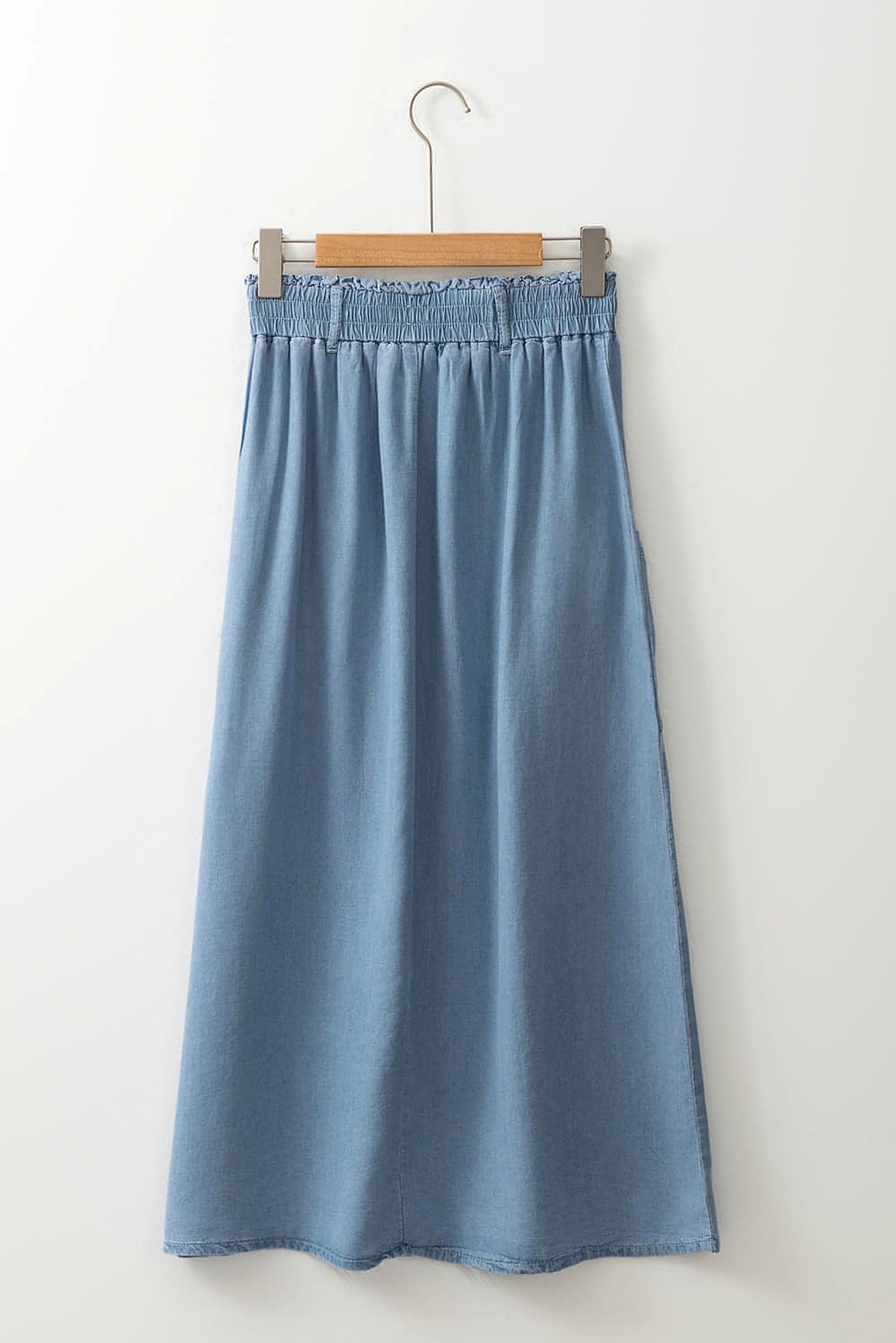 Beau Blue Buttoned Front High Waist Side Pockets Denim Maxi Skirt - enhanced image 9