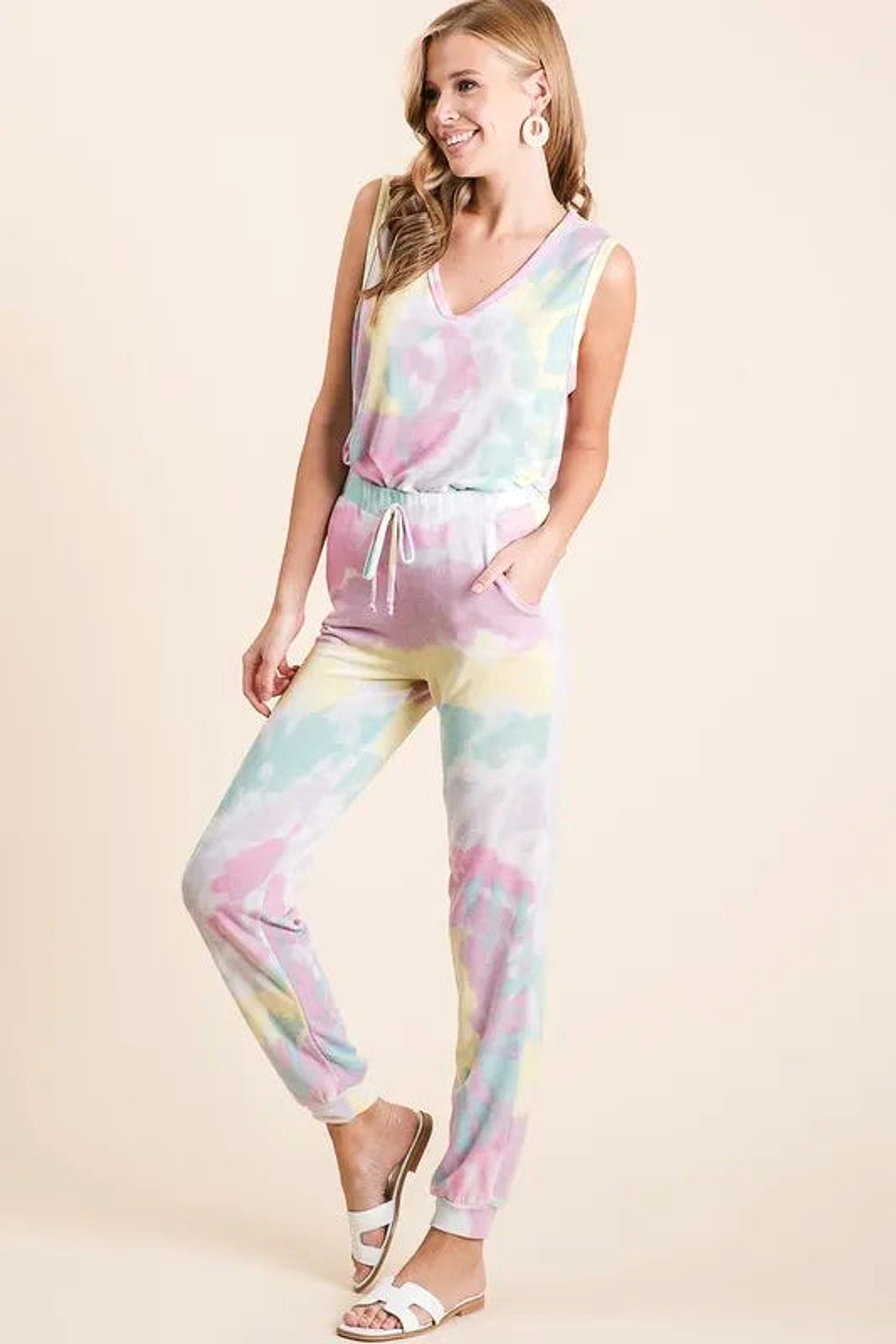 BiBi Tie Dye French Terry Casual Pants - enhanced image 9