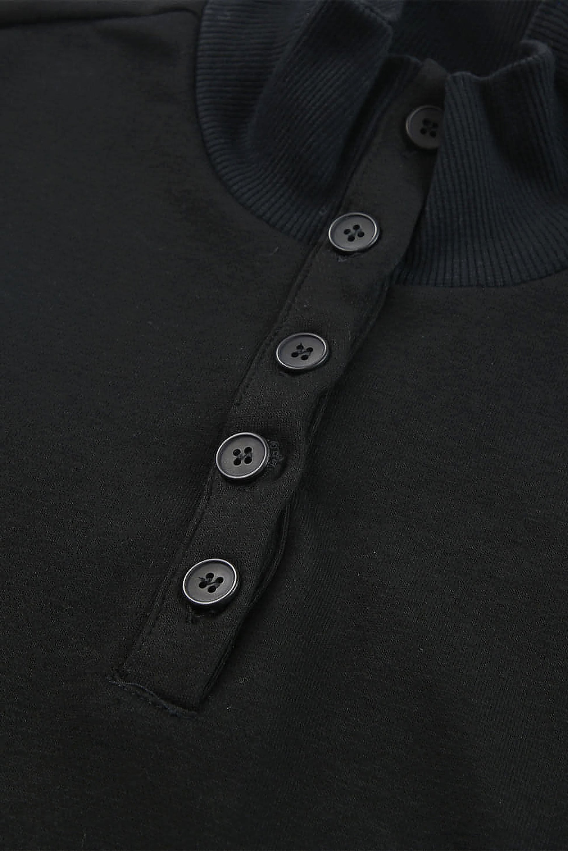 Black Casual High Neck Henley Top and Short Outfit - enhanced image 9