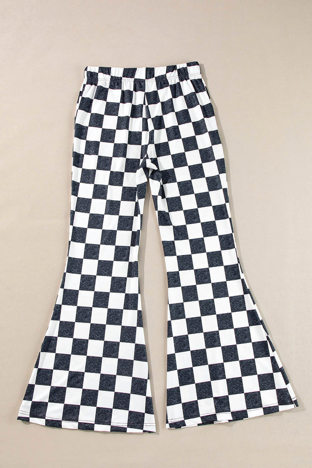 Black Checkerboard High Rise Casual Flared Pants - enhanced image 9