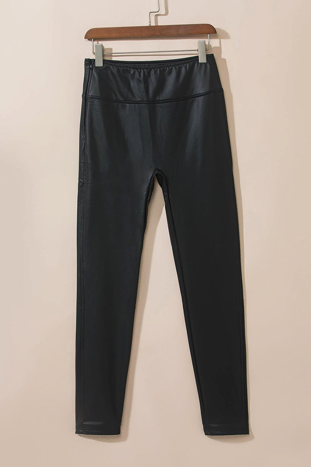 Black Faux Leather Skinny Leggings - enhanced image 9