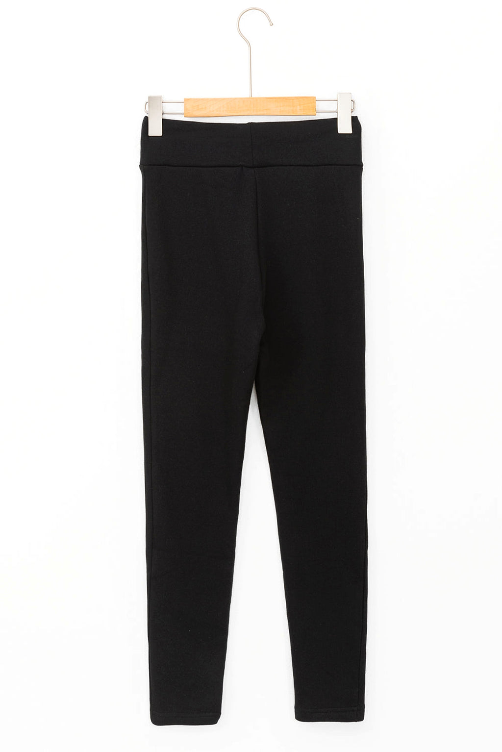 Black Solid Drawstring Waist Thermal Lined Leggings - enhanced image 9