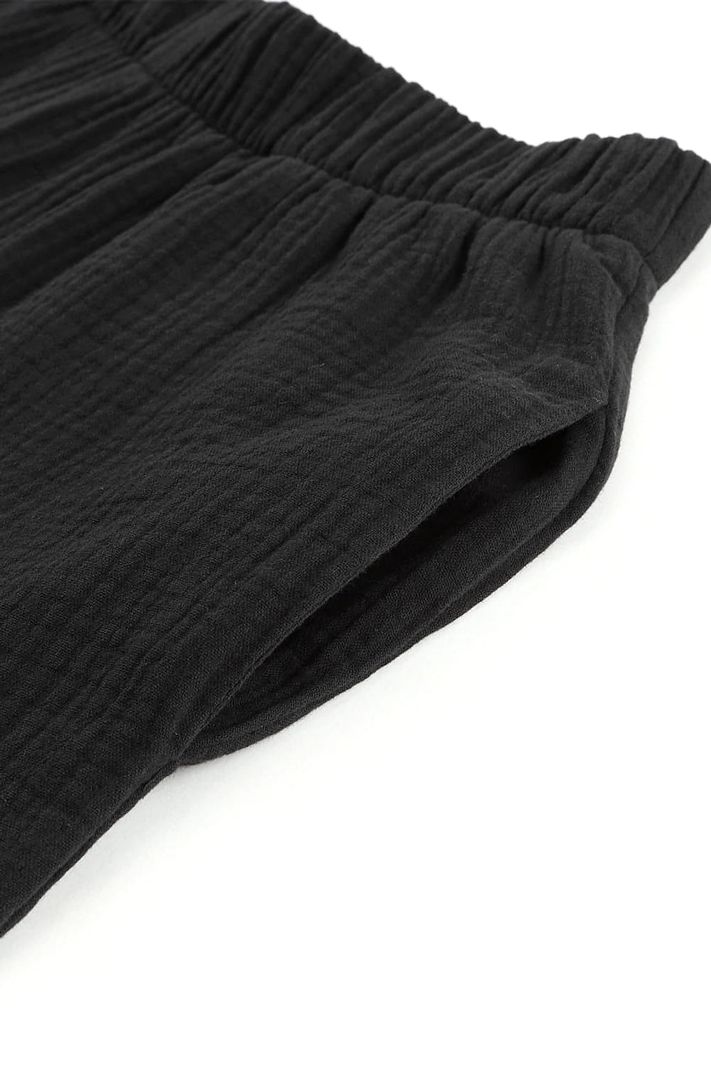 Black Textured High Waist Ruffled Bell Bottom Pants - enhanced image 9