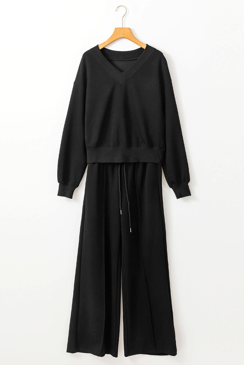 Black V Neck Cropped Seamed High Waist Sports Wear - enhanced image 9