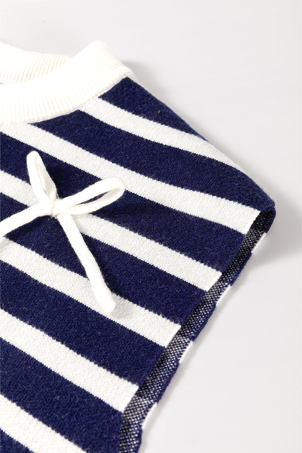 Blue Stripe Knitted Bow Decor Sweater Vest - enhanced image 9