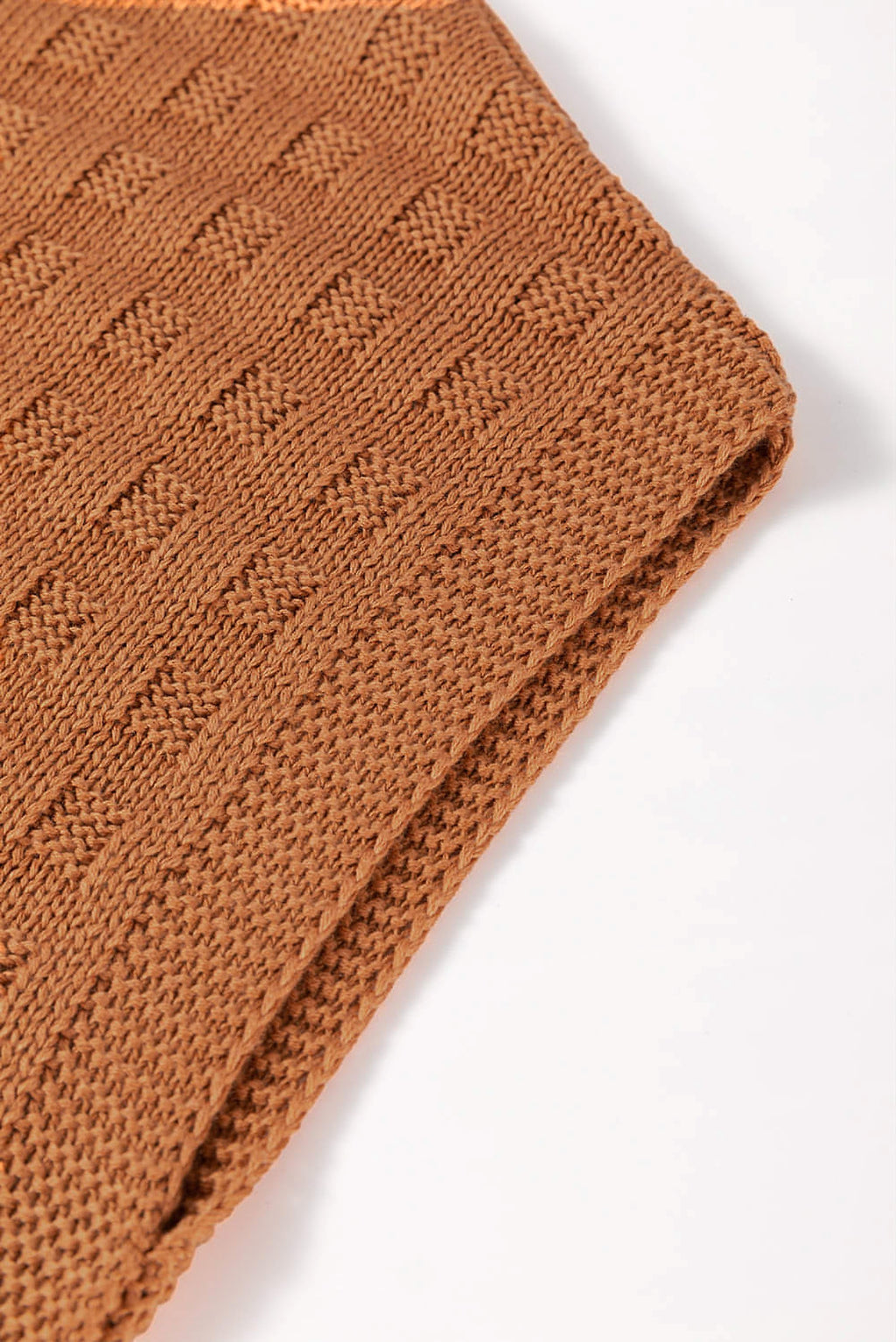 Camel Round Neck Textured Knit Sweater Vest - enhanced image 9