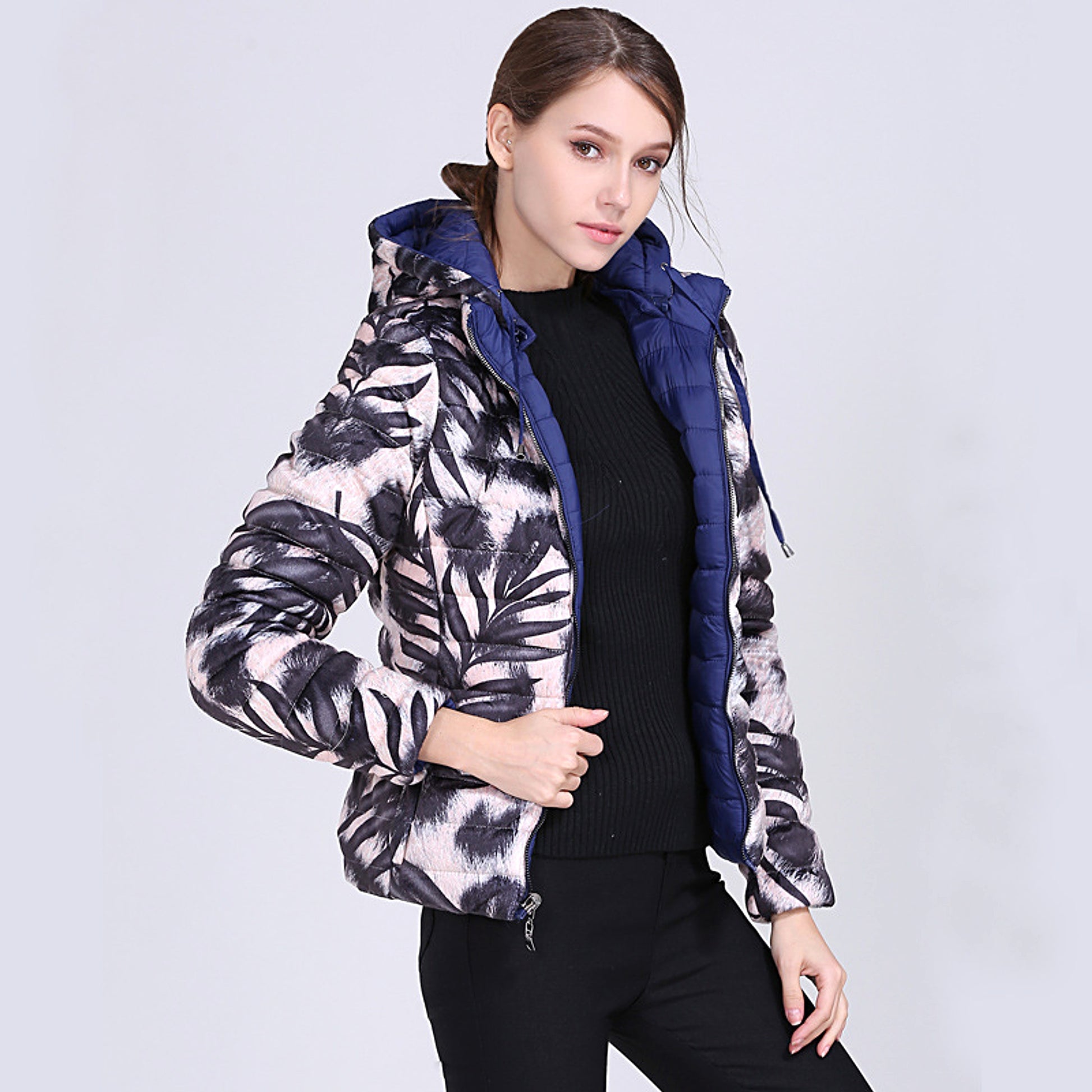 Camouflage Solid Color Double-Sided Cotton Jacket Women - enhanced image 9