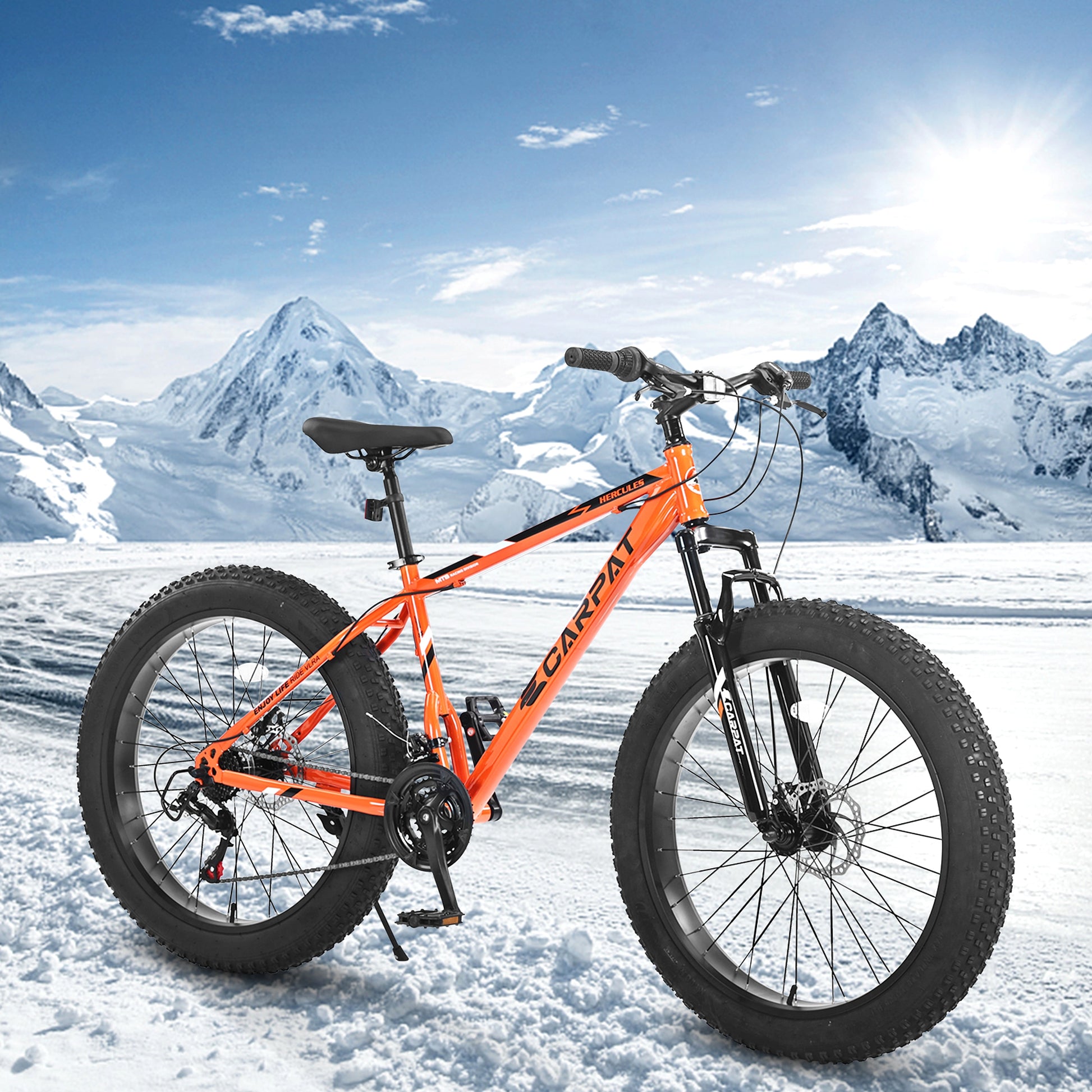 Carpat™ Ruff-Ryde – 26" Fat Tire MTB (Orange, 21-Speed, Full Suspension) - enhanced image 9