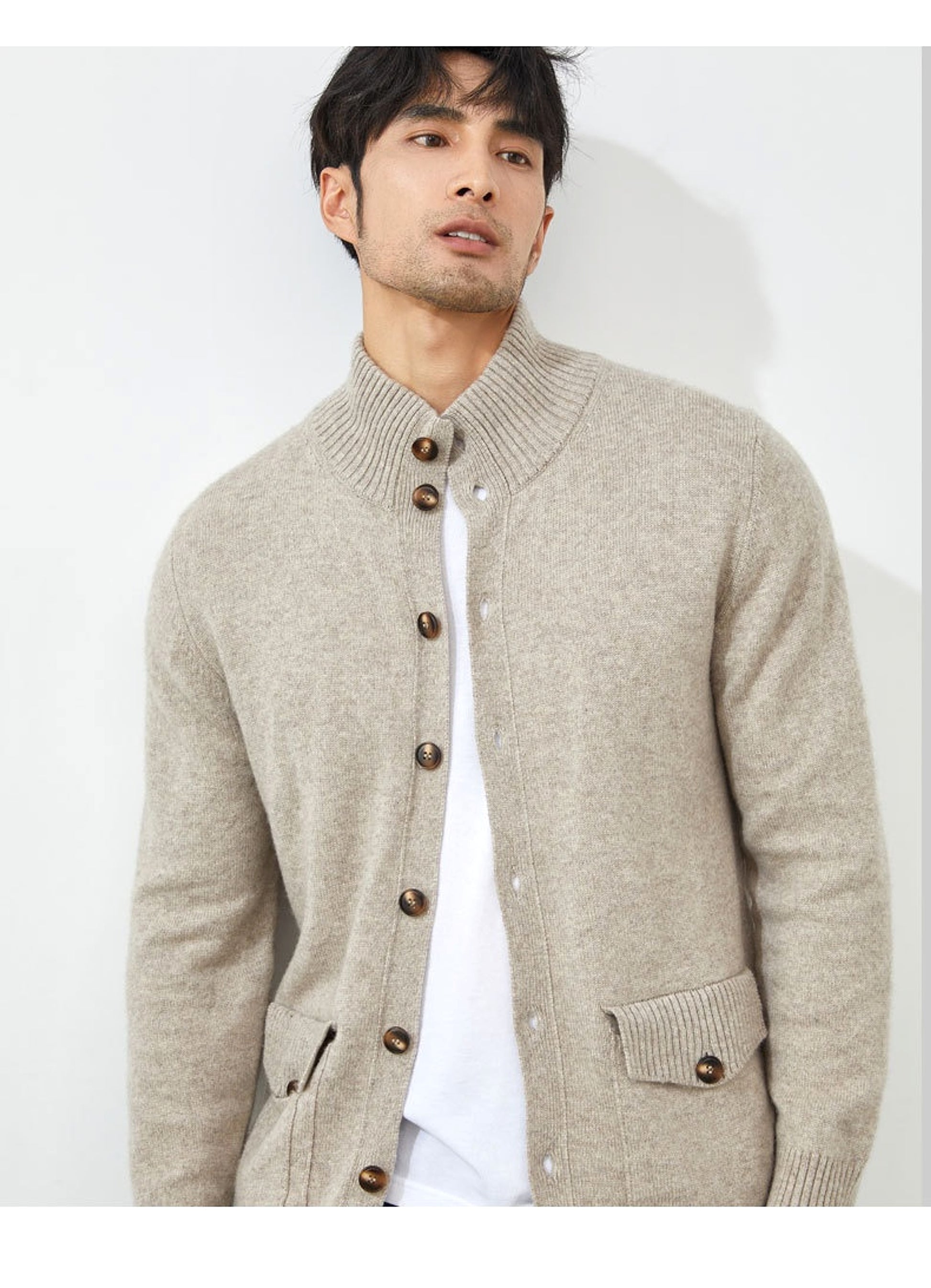 Luxe Knit Cashmere Cardigan for Men - enhanced image 9