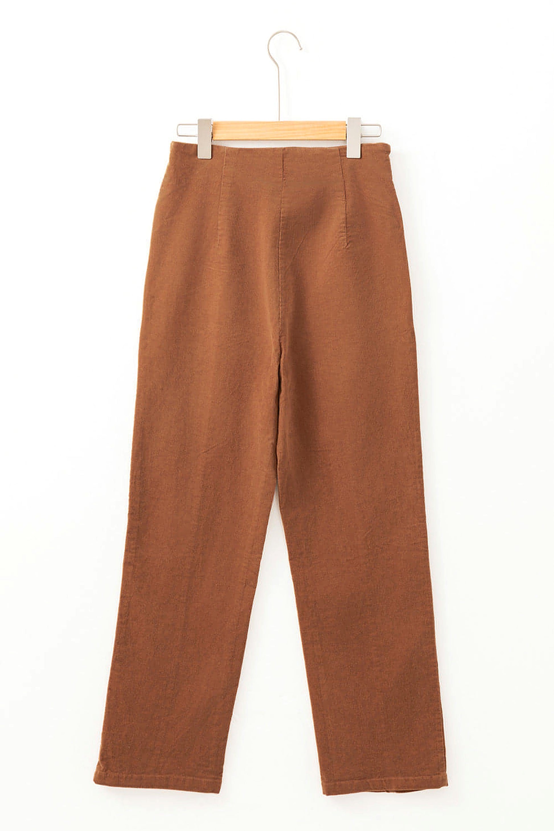 Chestnut Solid Color Double Breasted Straight Leg Pants - enhanced image 9