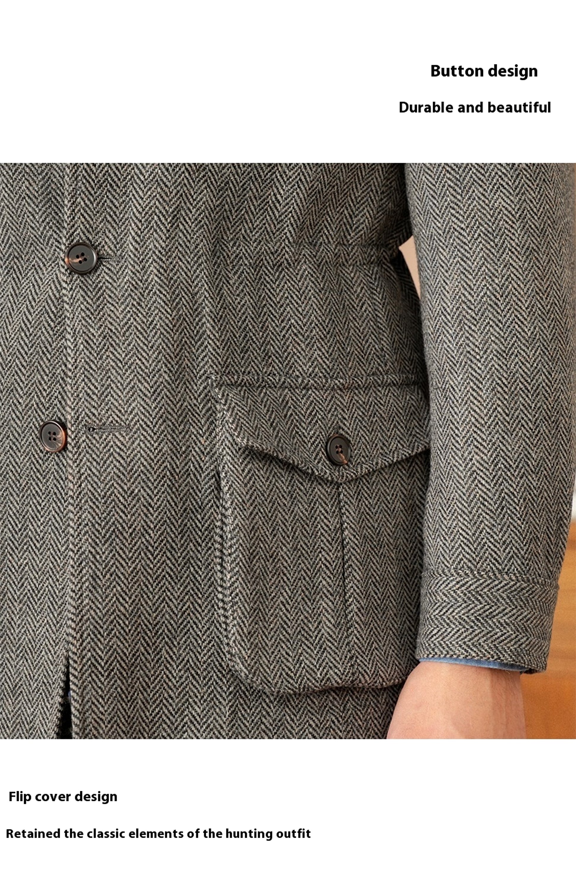 Collar Safari Jacket Jacket Commuter Business Keep Warm And Handsome Jacket Men - enhanced image 9