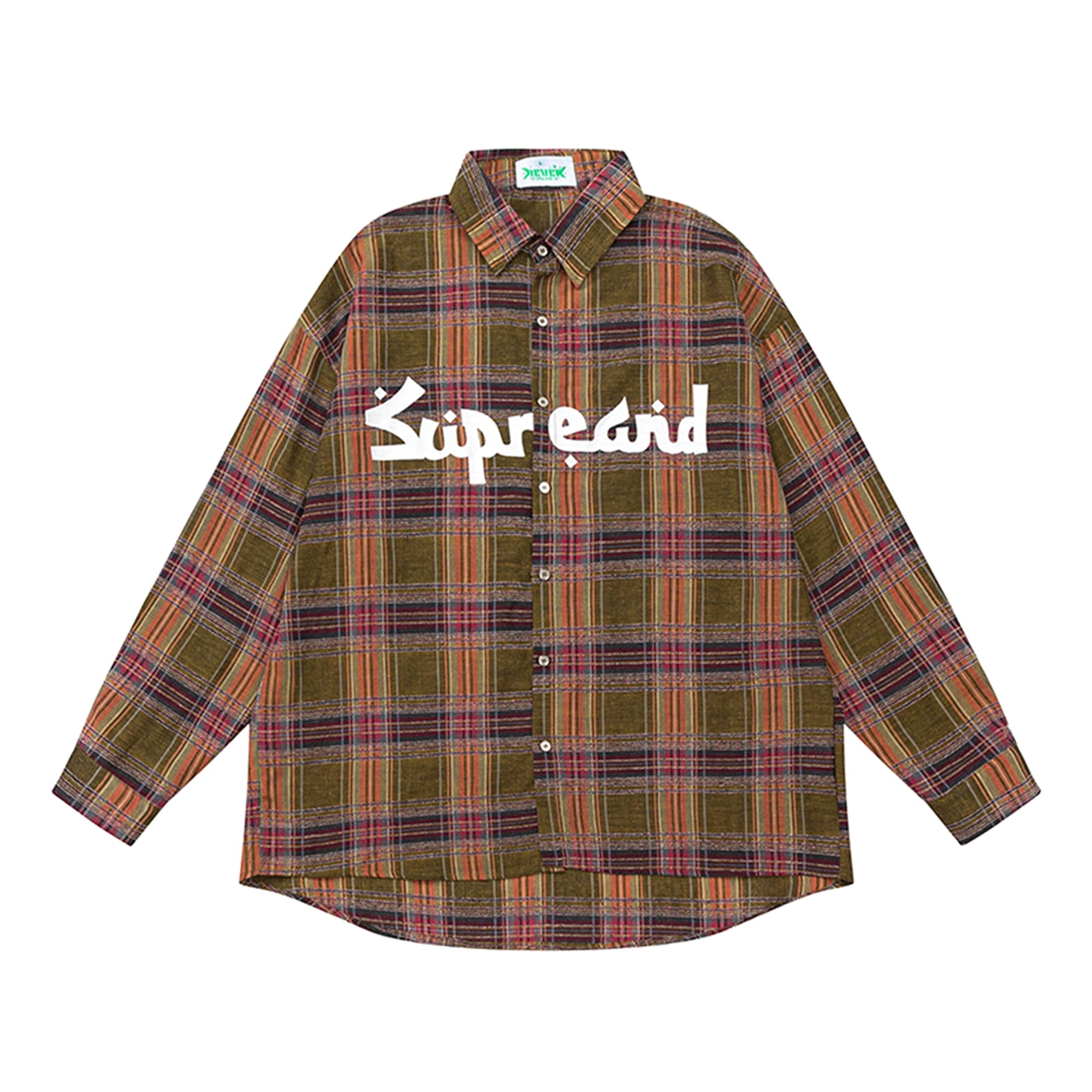 Color-contrast Check Letter Printed Long Sleeve DressShirt - enhanced image 9