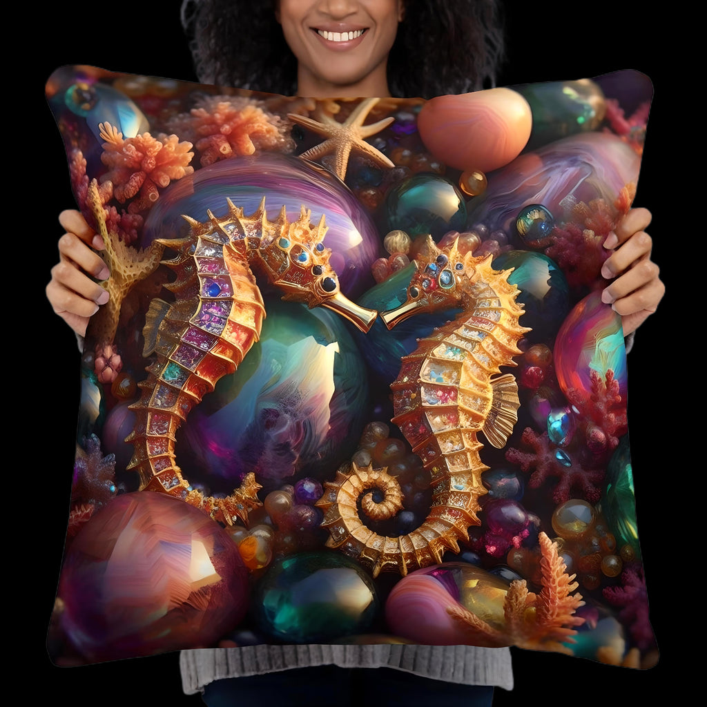 Seahorse Pillow Cushion Ocean Decor | US/EU Warehouse | Nautical Cushion 22 x 22 - enhanced image 9