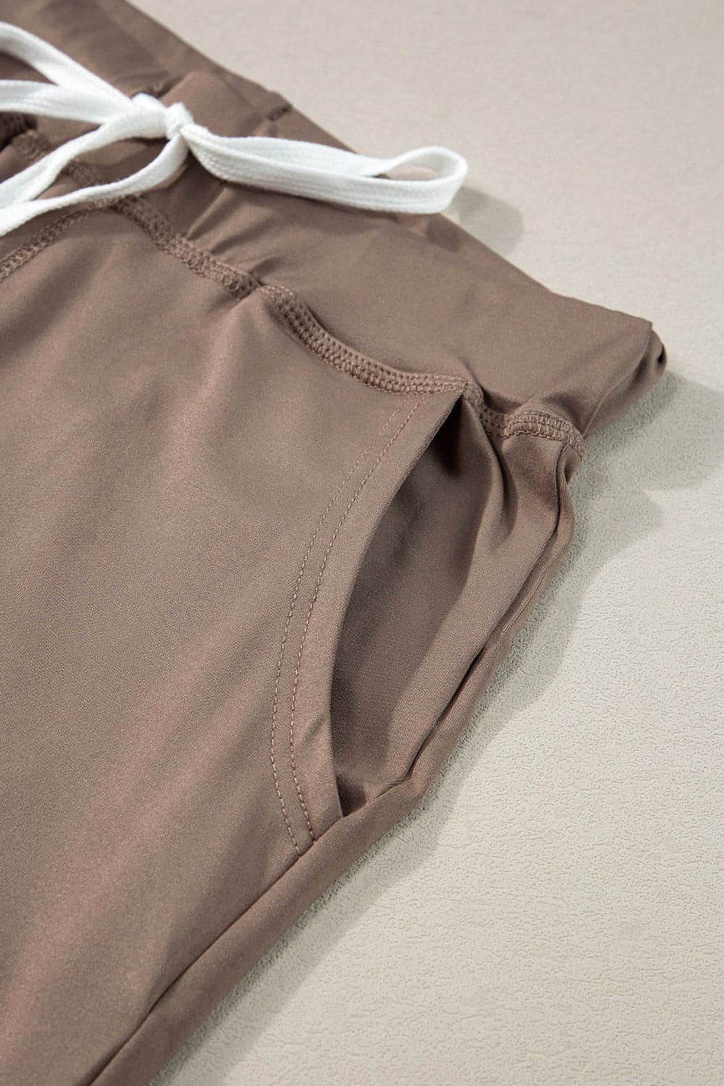 Dark Brown Drawstring Waist Pocketed Joggers - enhanced image 9