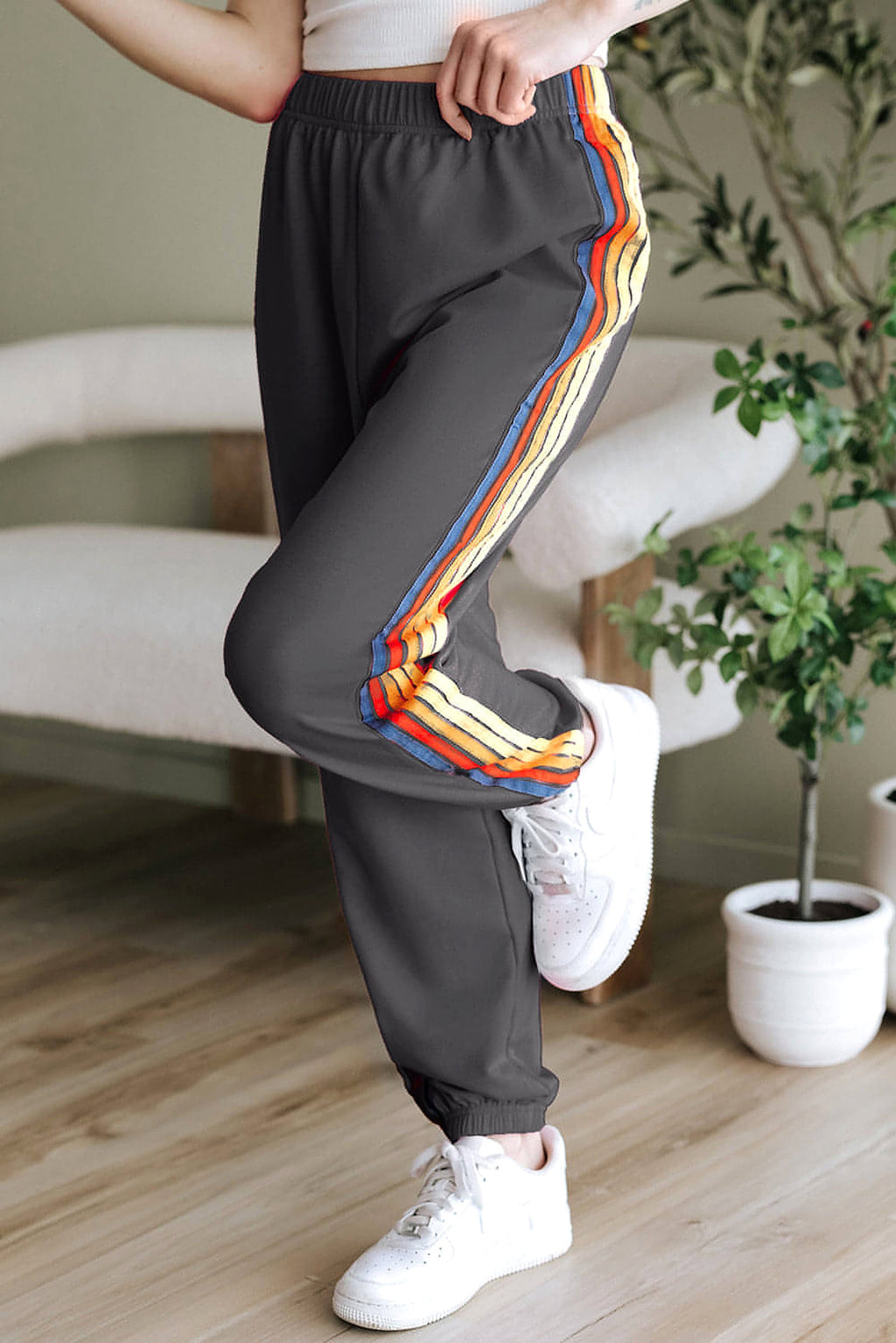 Dark Grey Counting Rainbows High Waist Sweatpants - enhanced image 9