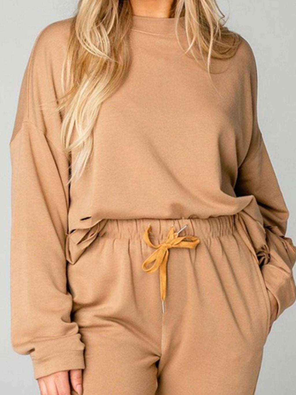 Distressed Sweatshirt and Joggers Set - enhanced image 9
