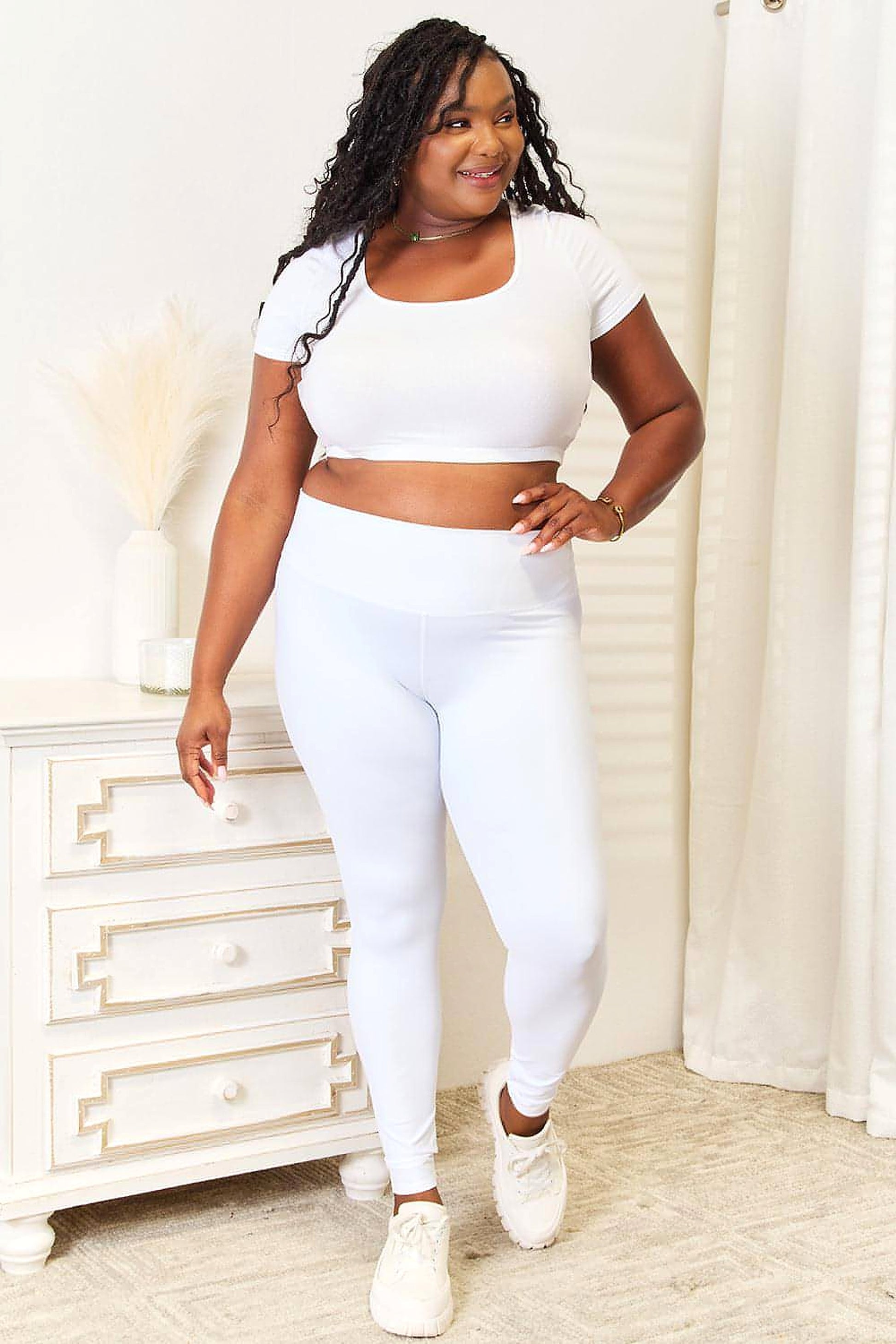Double Take Wide Waistband Sports Leggings - enhanced image 9
