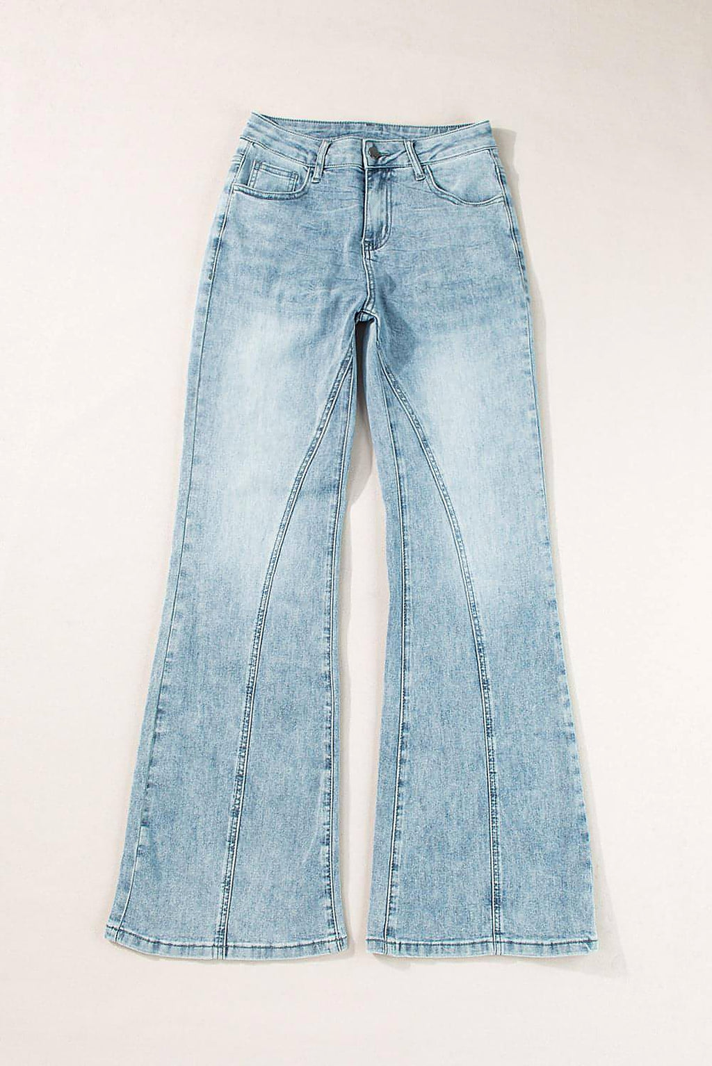 Dusk Blue Acid Wash Extra Wide Leg High Waist Long Jeans. - enhanced image 9