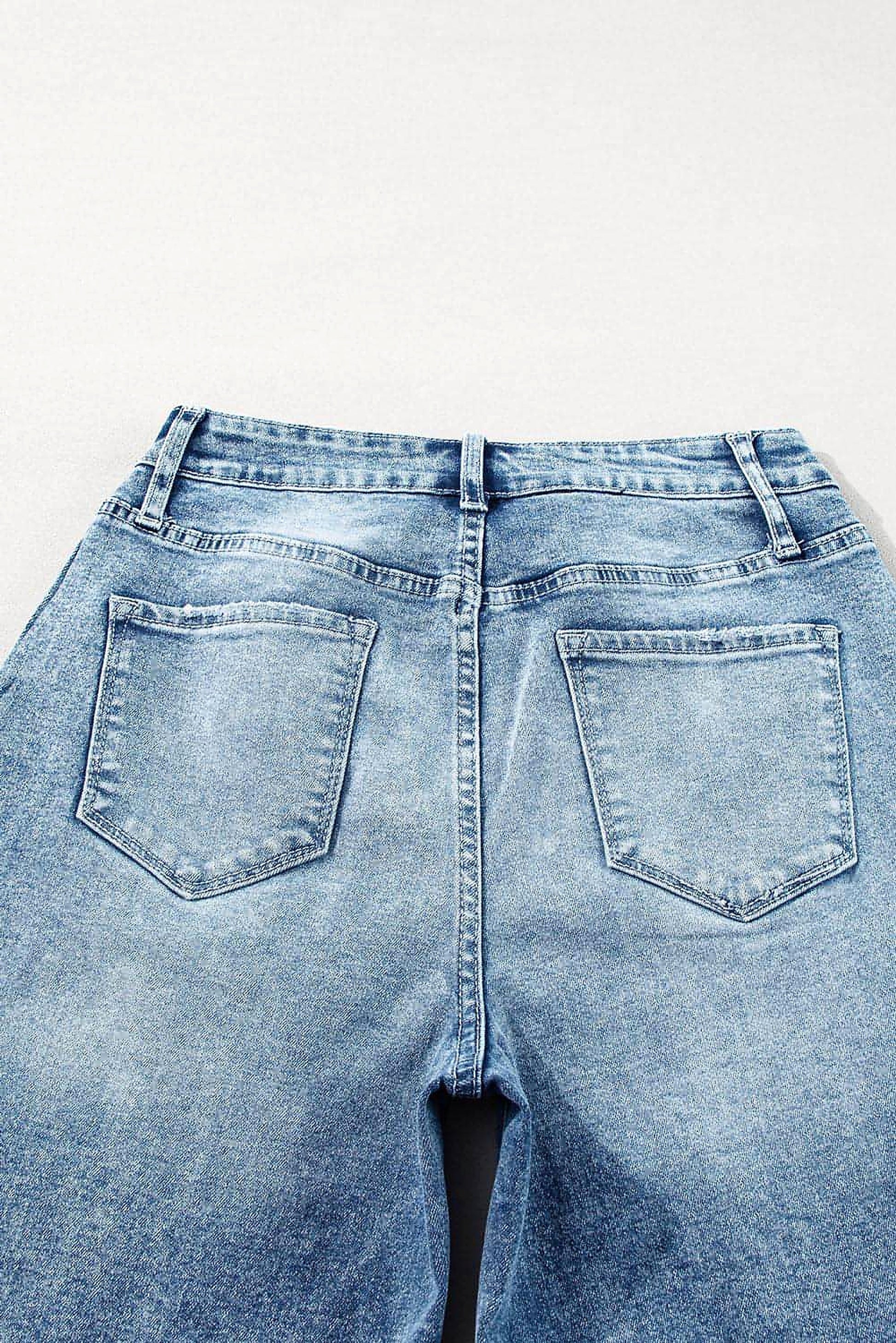 Dusk Blue Central Seamed Wide Leg High Waist Jeans - enhanced image 9