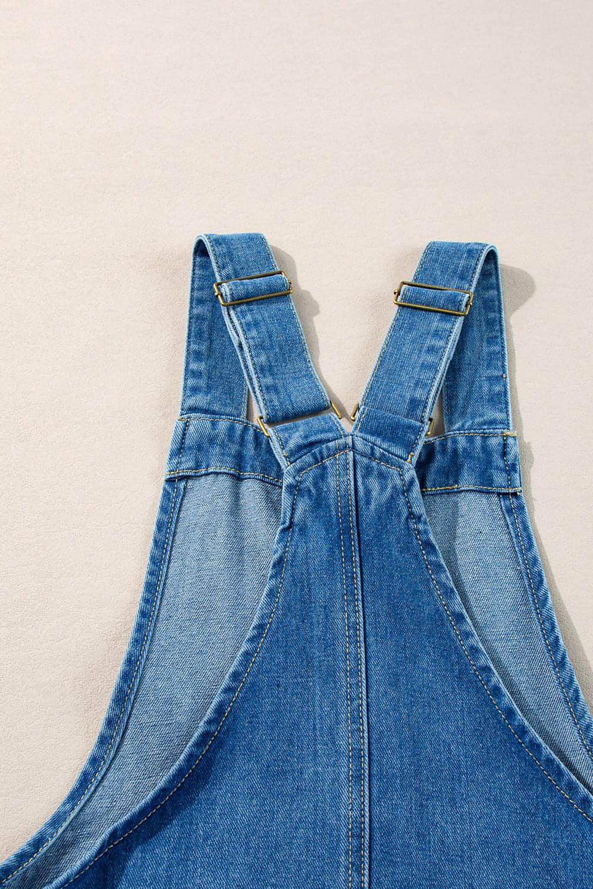 Dusk Blue Wide Strap Button Front Pocketed Denim Mini Dress - enhanced image 9