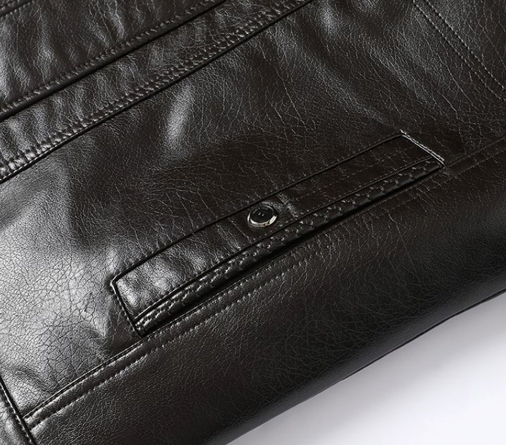 Fashion Personality Male Fleece-lined Leather Jacket Men - enhanced image 9