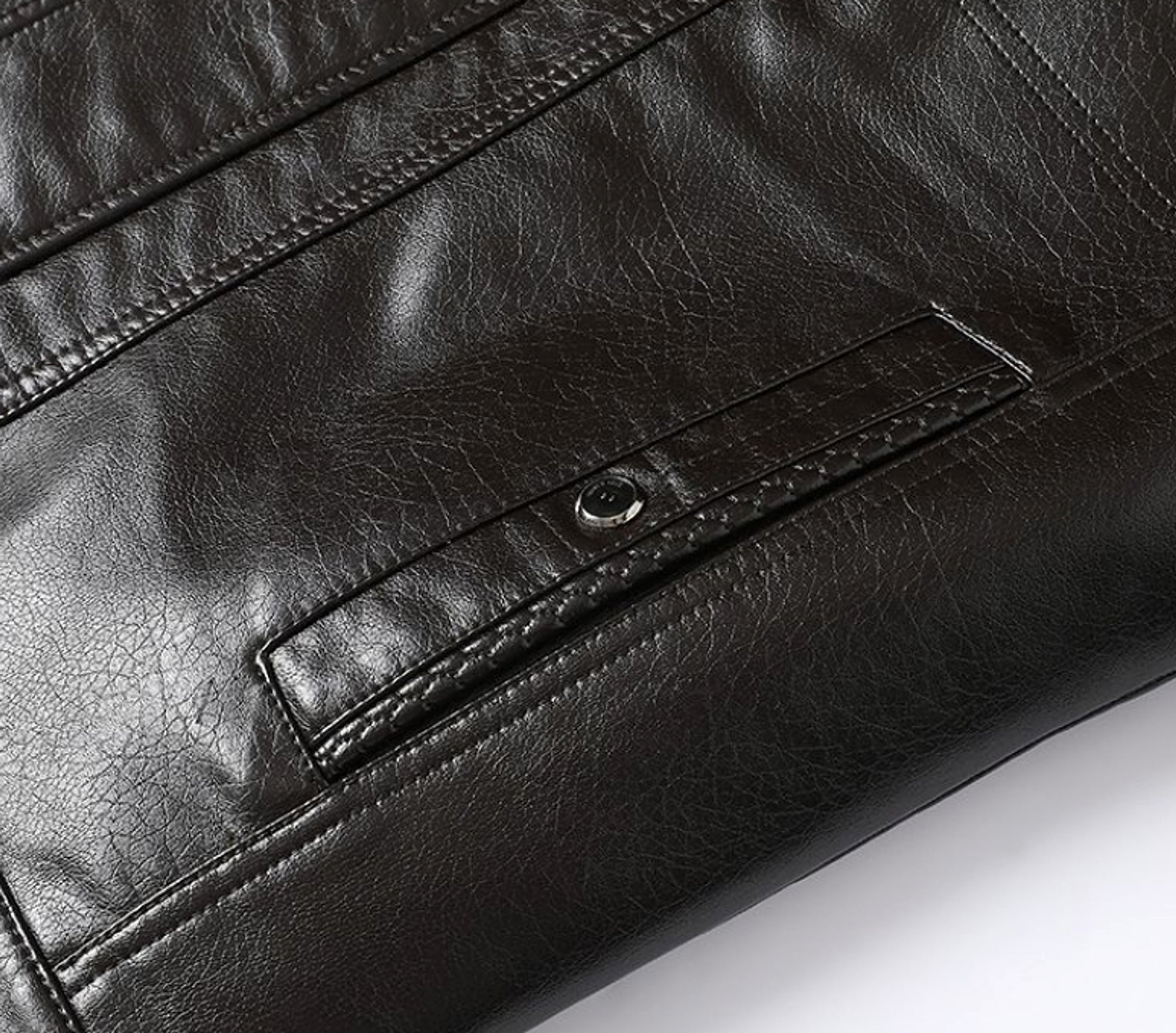 Fashion Personality Male Fleece-lined Leather Jacket Men - enhanced image 9