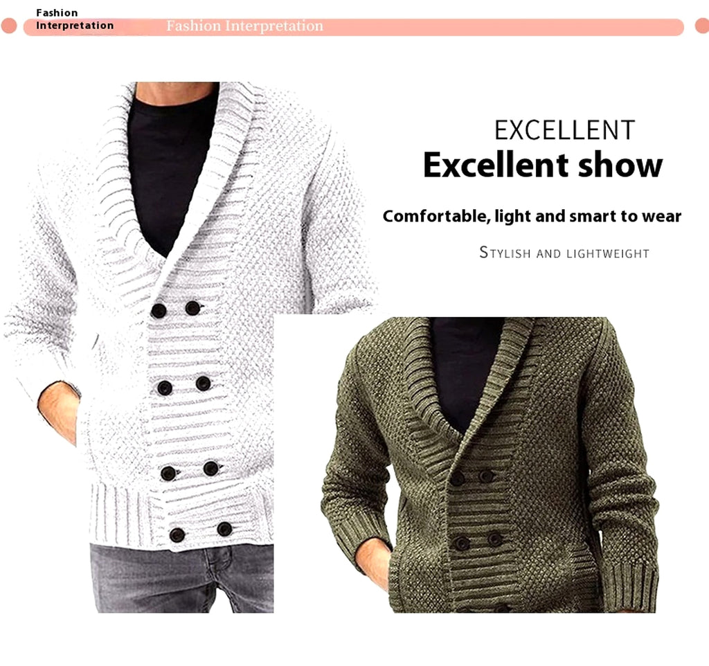 Fashion Simple Solid Color Men's Comfortable Long Sleeve Lapel Sweater - enhanced image 9