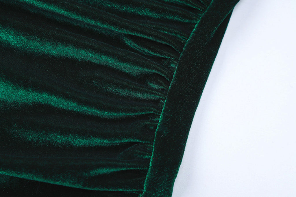 A1. Fashion Solid Color Slim Pleated Round-neck Long-sleeved Dress - enhanced image 9