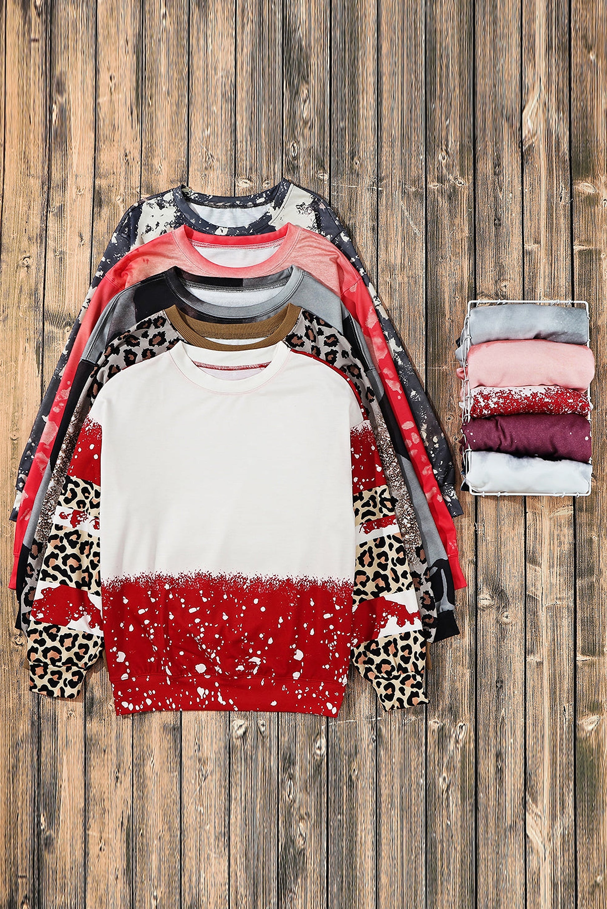 Fiery Red Tie-Dye Leopard Long Sleeve Top - enhanced image 9