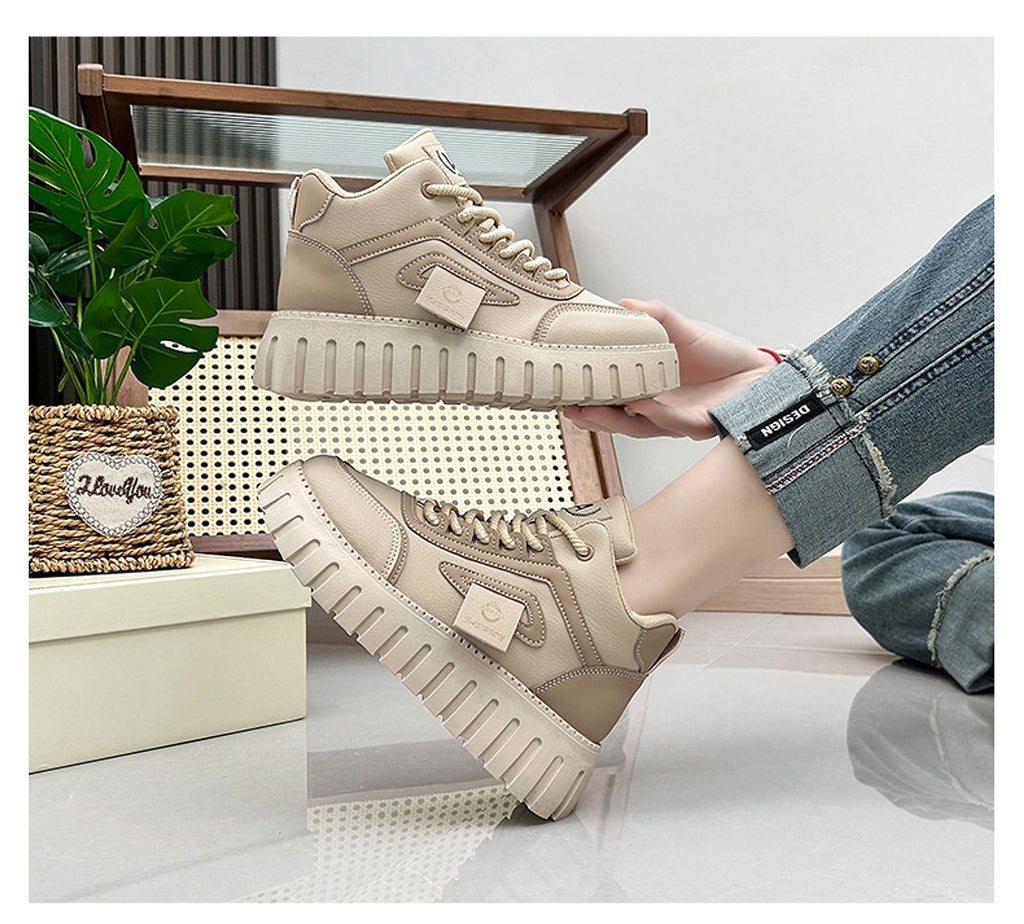 Fleece-lined Warm White Shoes For Women High-top Board Shoe - enhanced image 9