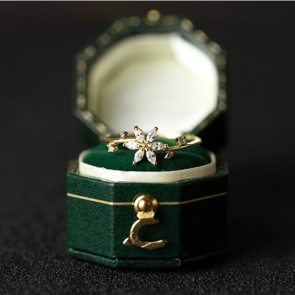 LuxeJewels™ – Art Deco Floral Diamond Ring in Gold & Platinum - enhanced image 9