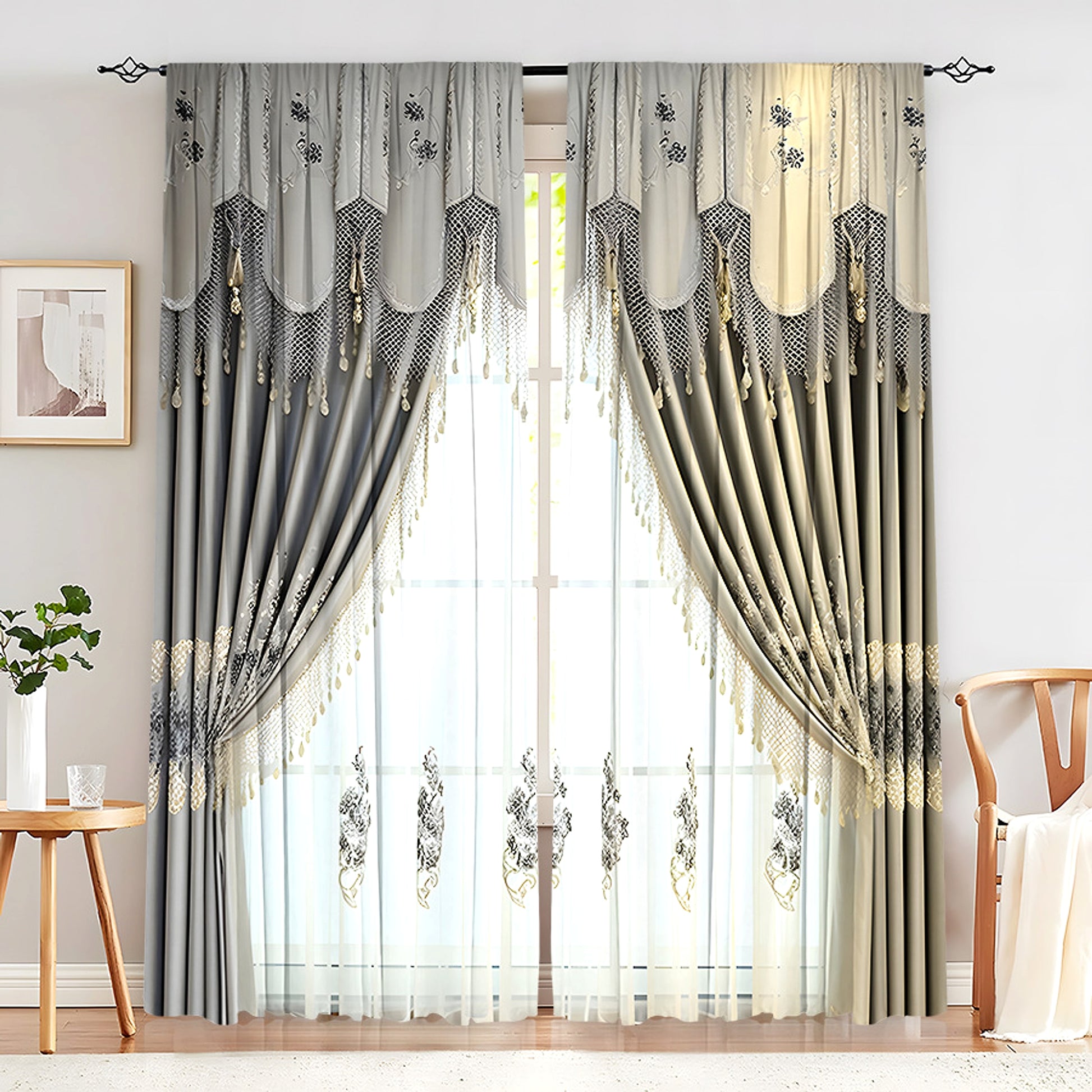 Floréalis™ – European Floral Embroidered Curtain Panel - enhanced image 9