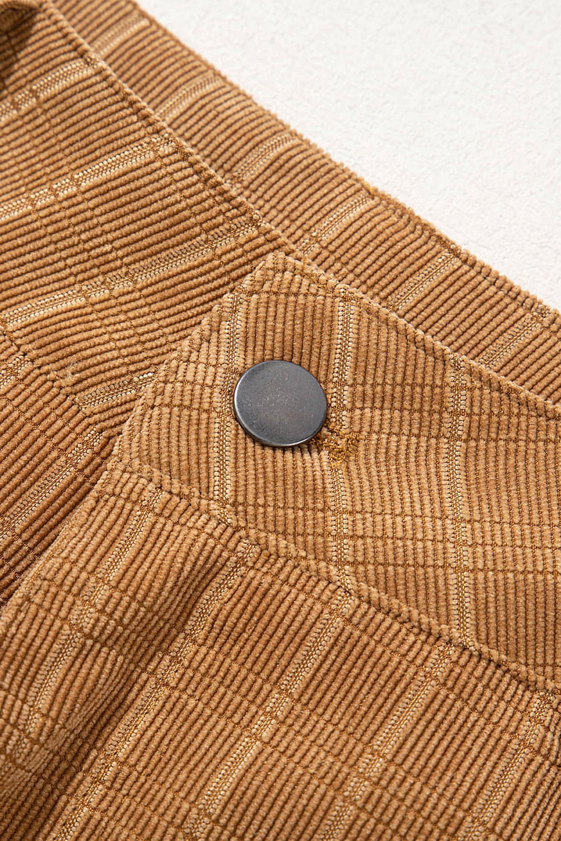 Grapefruit Orange Checkered Corduroy Flare High Waist Pants - enhanced image 9