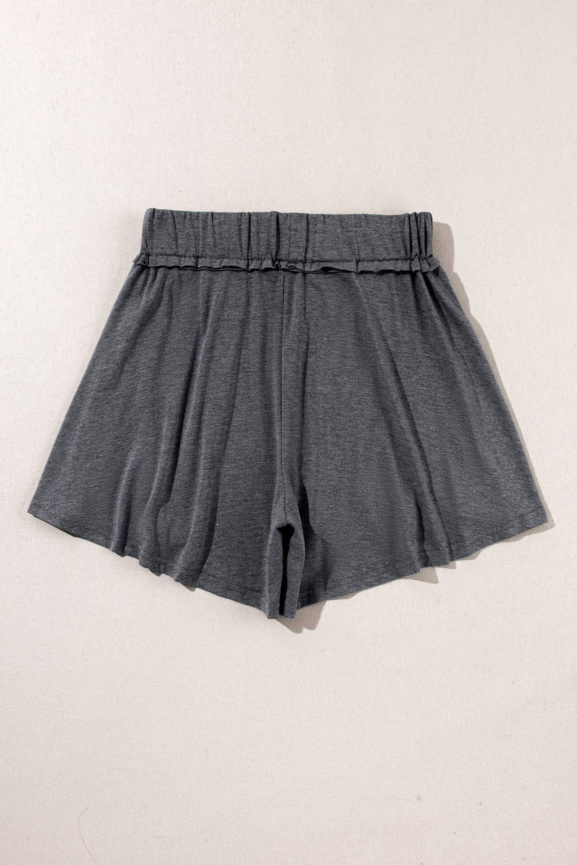 Gray Elastic Waist Culotte Shorts - enhanced image 9