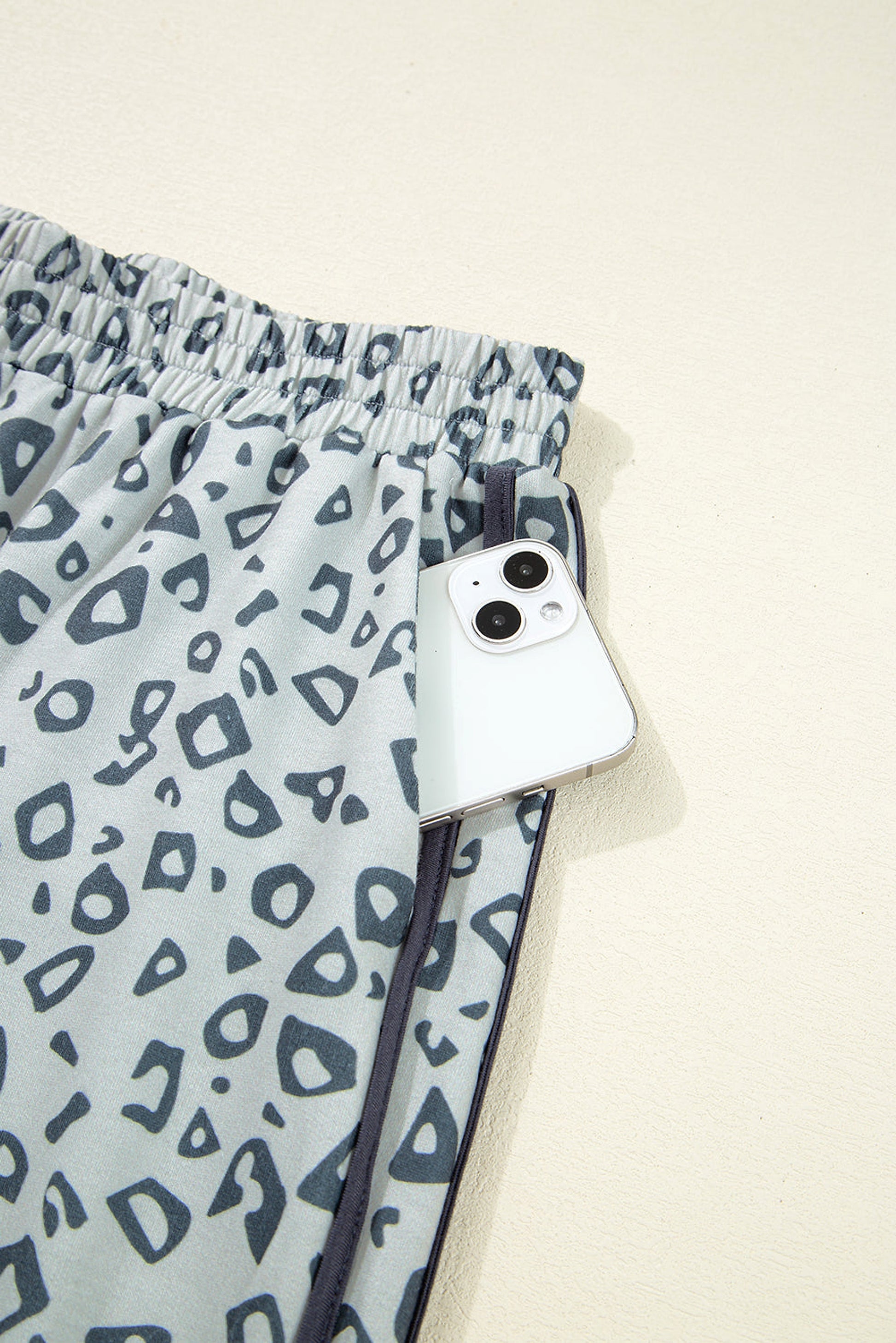 Gray Leopard High Waist Side Bow Straight Leg - enhanced image 9