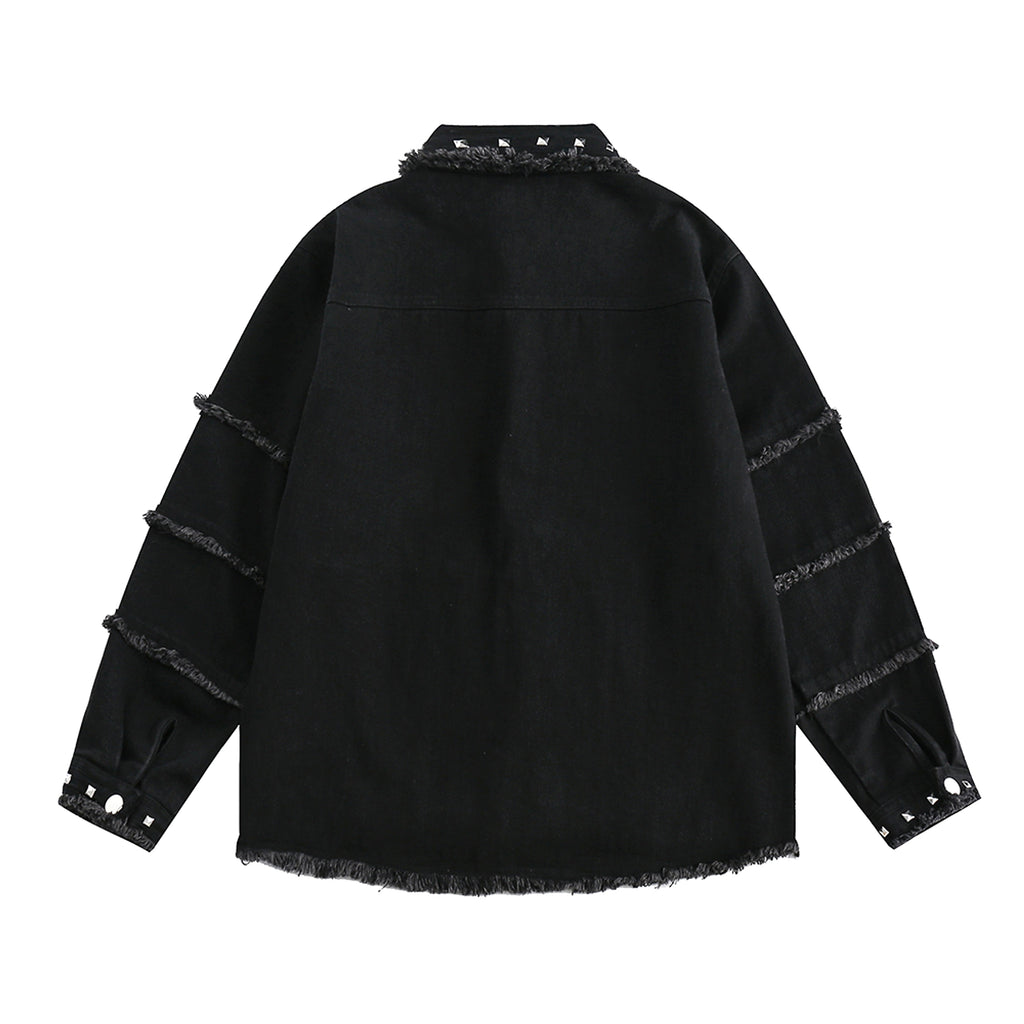 High Street Fashion Brand Hip Hop Rock Rivet Decorative Denim Jacket - enhanced image 9