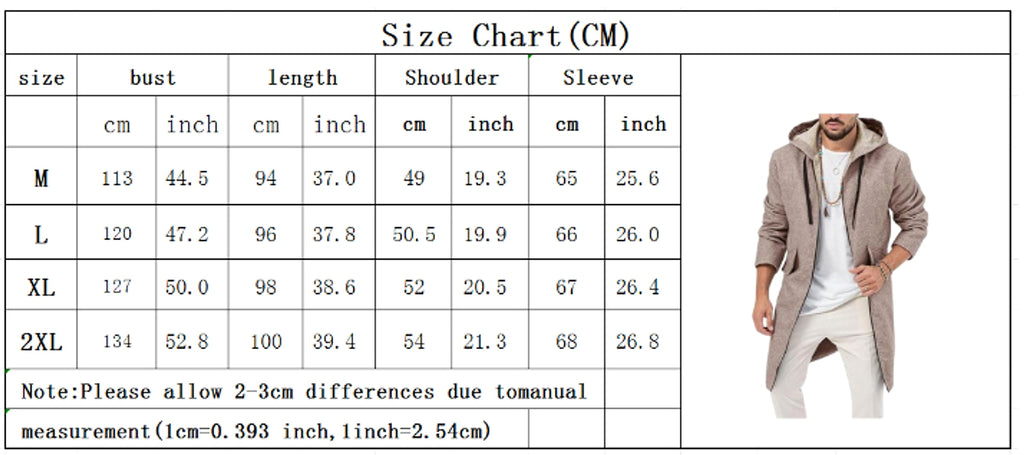 Hooded Jacket Single Zipper Cardigan Woolen Men's Coat - enhanced image 9