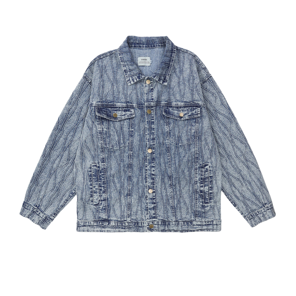 Jacquard Stone Washed Denim Jacket For Men And Women - enhanced image 9