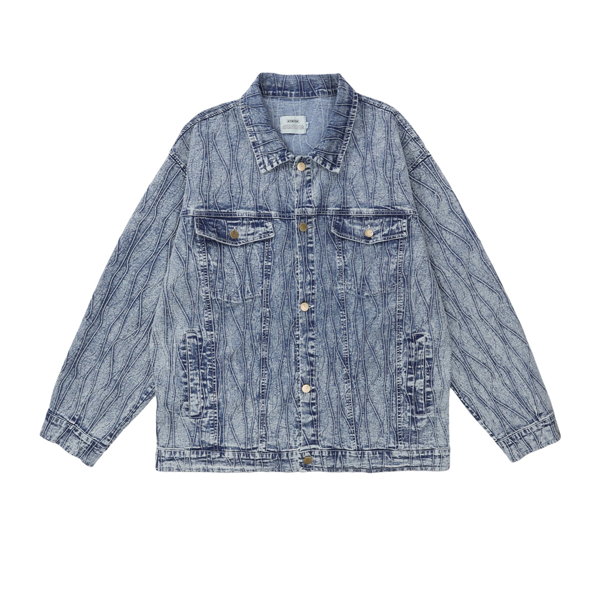Jacquard Stone Washed Denim Jacket For Men And Women - enhanced image 9
