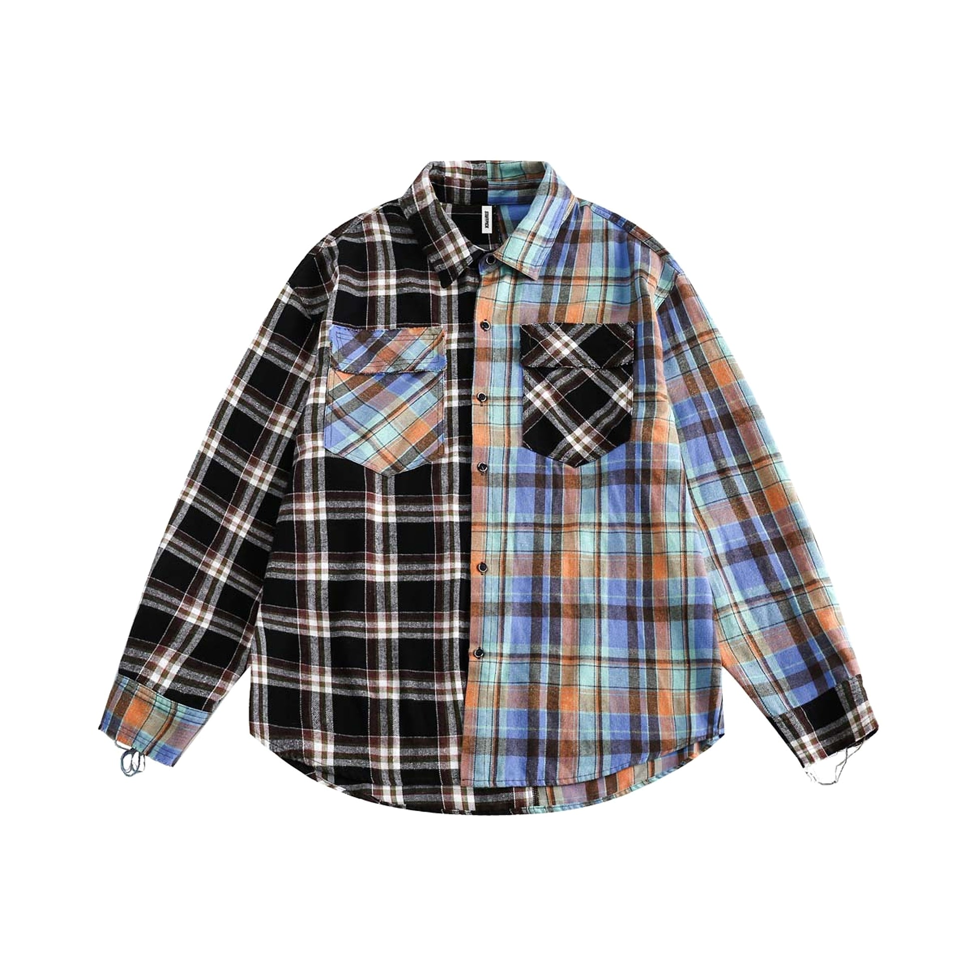 Japanese Trendy Spliced Plaid Blouse DressShirt CS51 - enhanced image 9