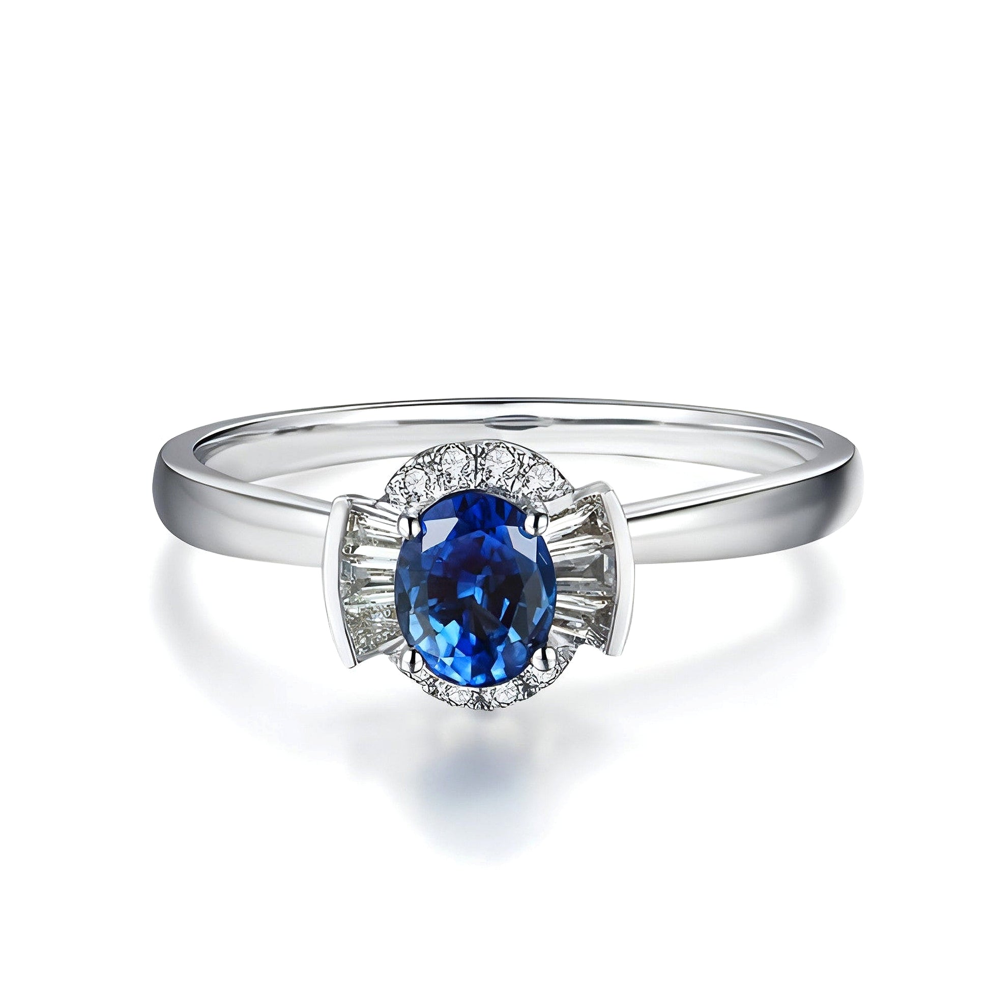 Sapphire & Diamond Inlaid 18K Gold Women's Ring - enhanced image 9