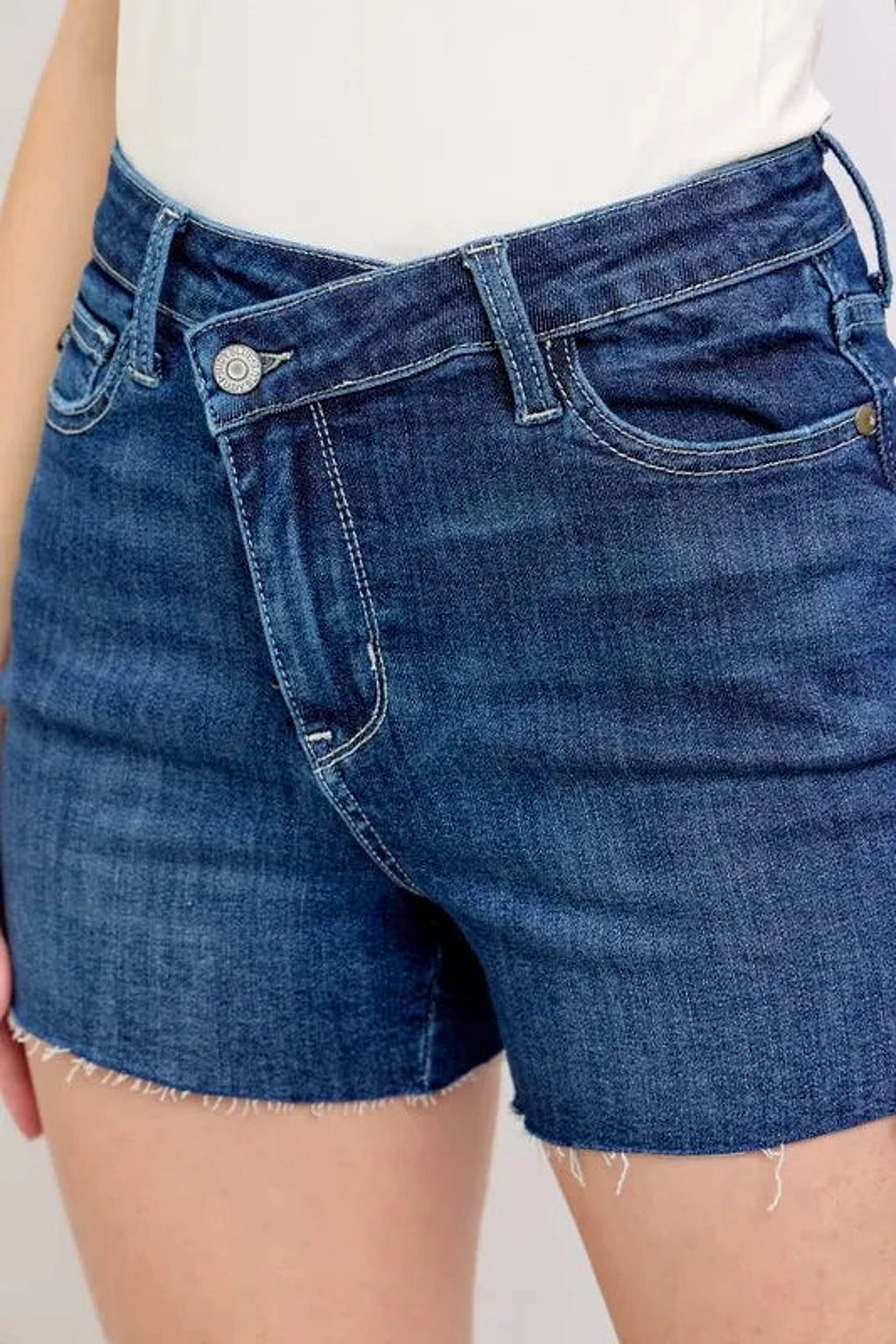 Judy Blue Full Size High Waist Criss-Cross Waistband Denim Shorts Plus Size - enhanced image 9