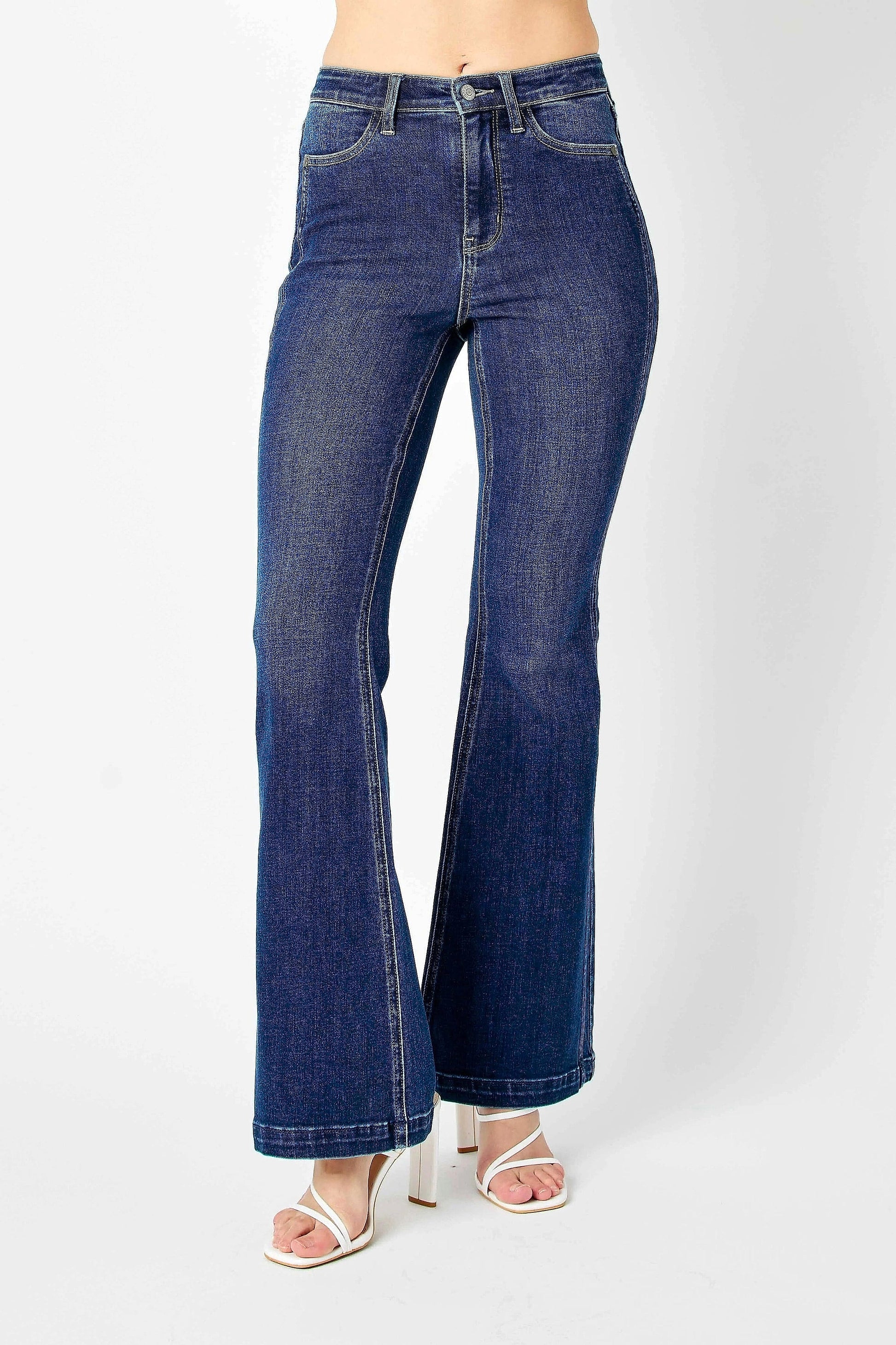 Judy Blue Full Size Hw Angled Side Seam Detail Flare Jeans Plus Size - enhanced image 9