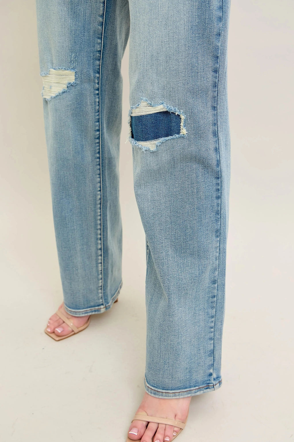 Judy Blue Full Size Hw Destroy & Knee Patch Straight Jeans Plus Size - enhanced image 9