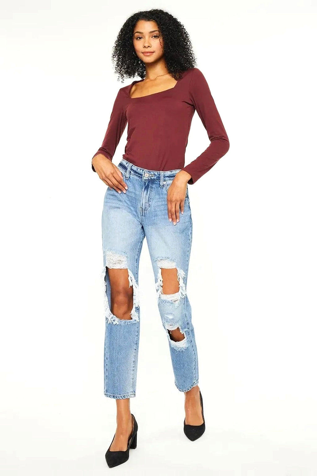 Kancan High Rise Distressed Boyfriend Jeans - enhanced image 9
