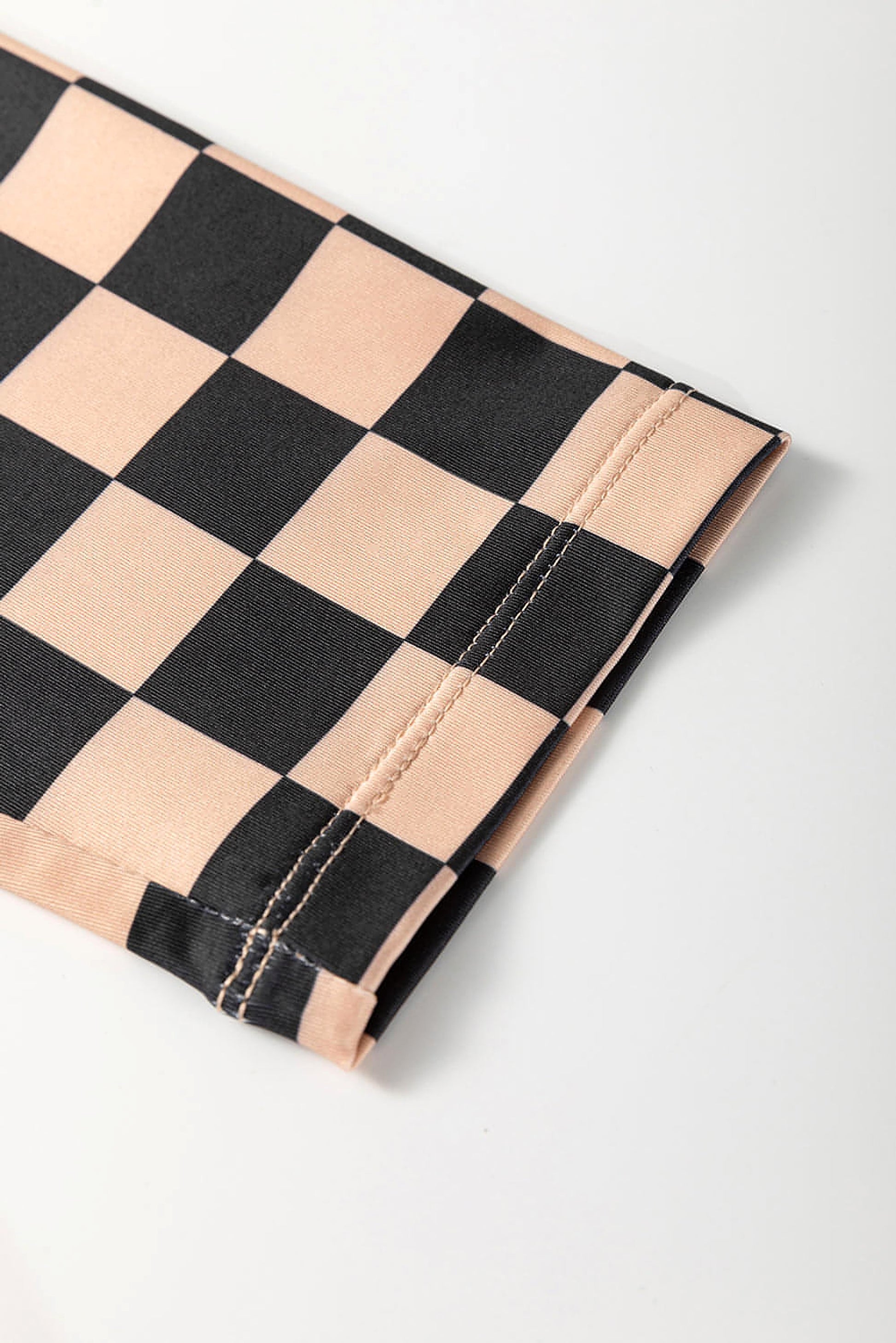 Khaki Checkered Pattern High Waist Skinny Leggings - enhanced image 9