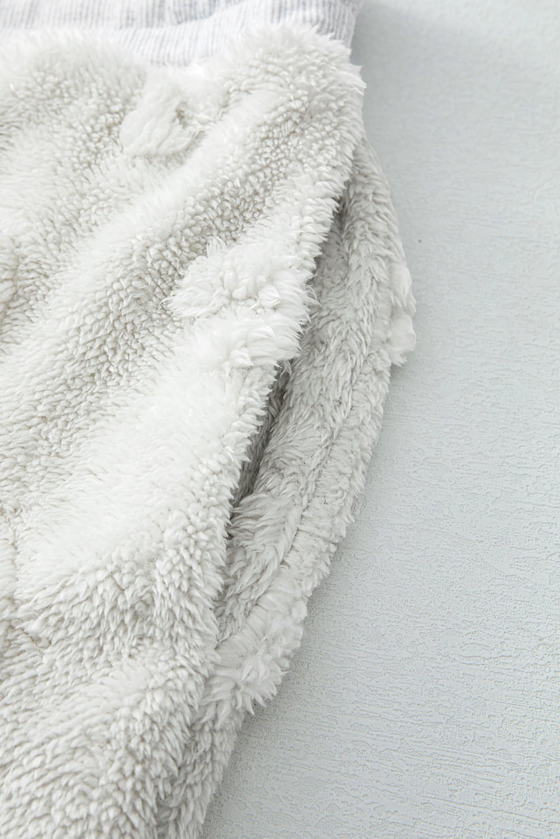 Light Grey Leopard Textured Loose Fit Fleece Lounge Set - enhanced image 9