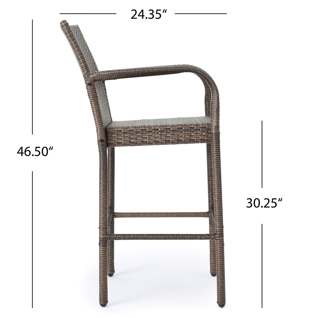 LuneluX_Home – Modern Outdoor Rattan Bar Stool (Brown) - enhanced image 9